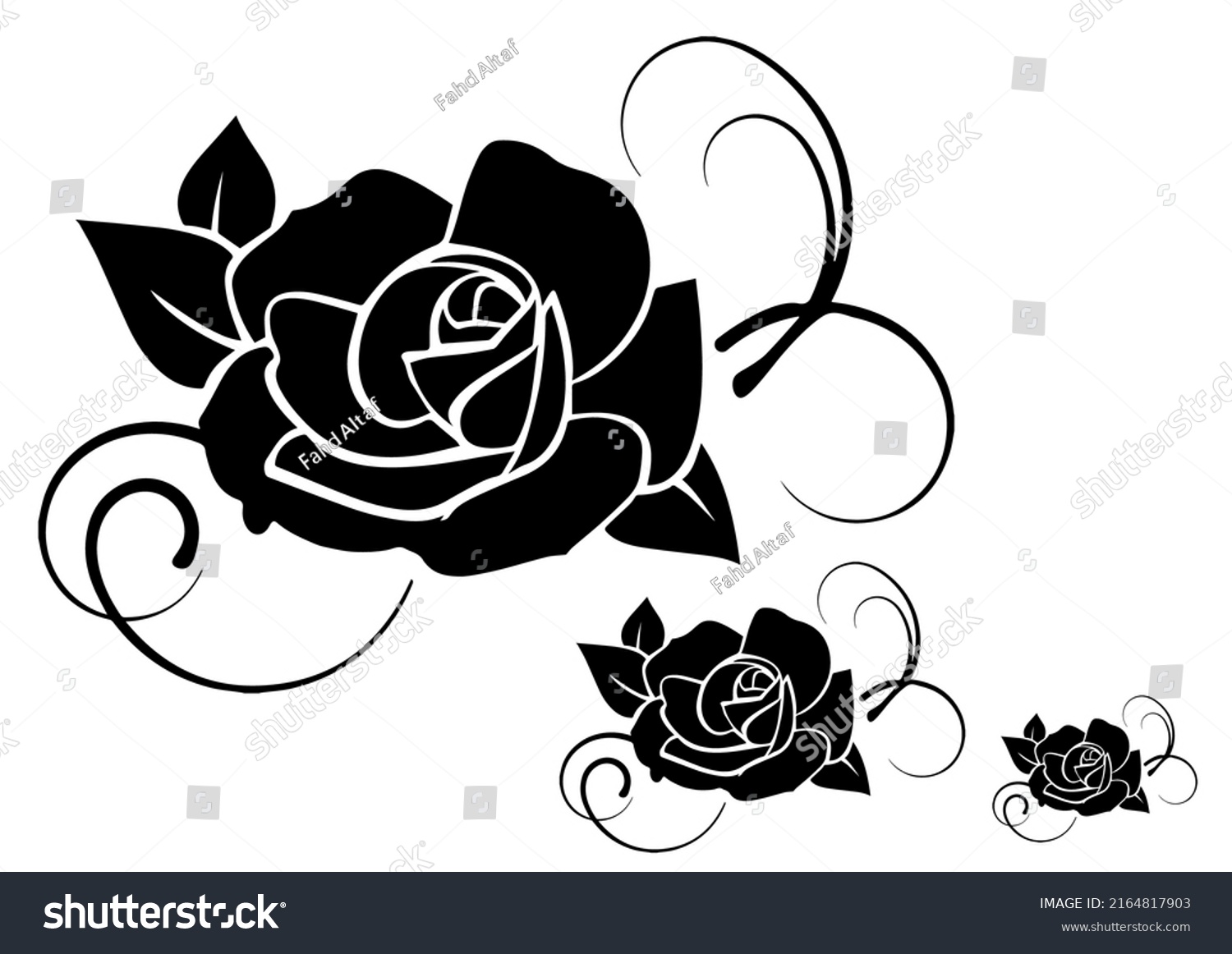 Pretty Rose Flower Silhouette Easy Use Stock Vector (Royalty Free ...