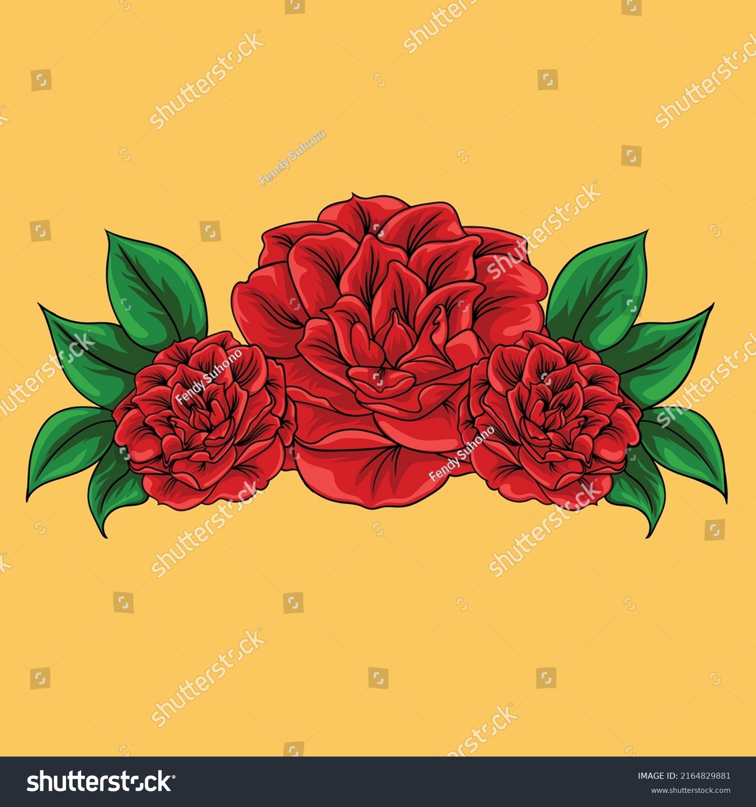 Beautiful Red Rose Flower Vector Design Stock Vector Royalty Free 2164829881 Shutterstock 3438