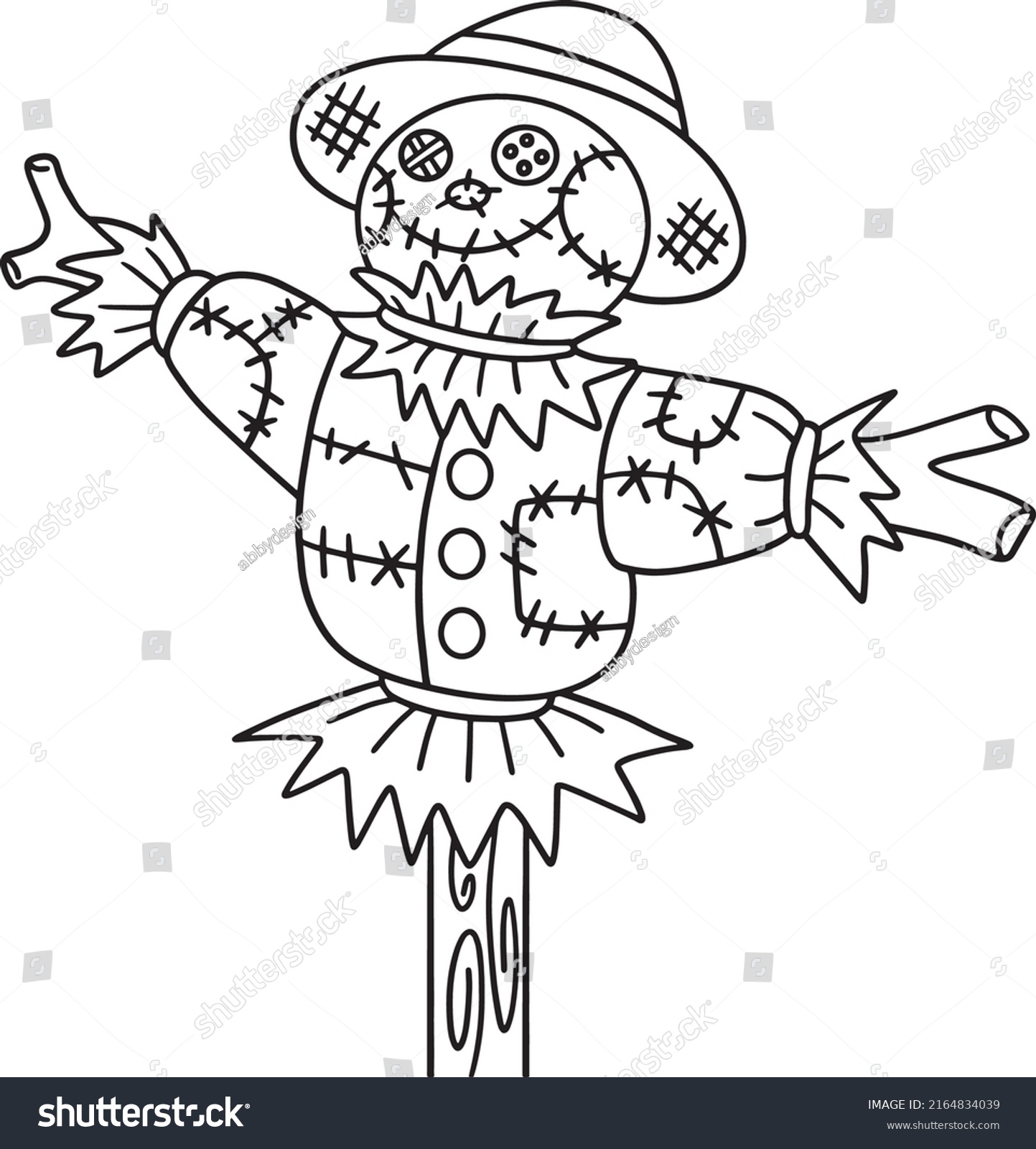 Scarecrow Isolated Coloring Page Kids Stock Vector (Royalty Free