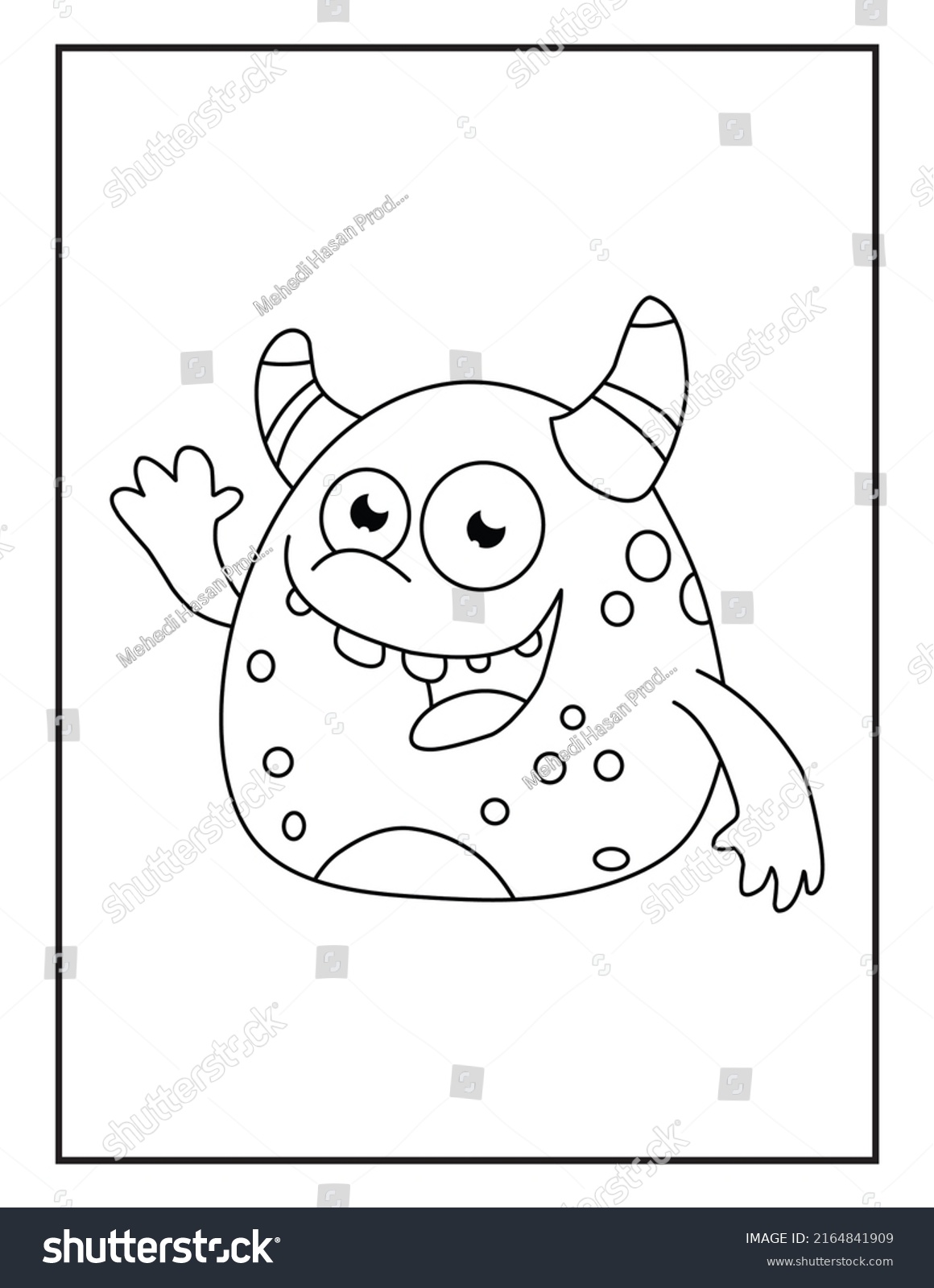 Cute Monster Coloring Activity Page Kids Stock Illustration 2164841909 ...