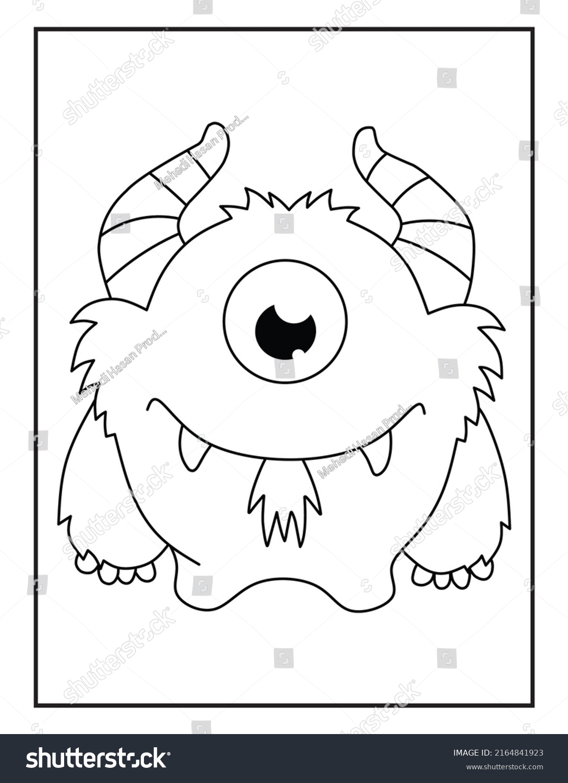 Cute Monster Coloring Activity Page Kids Stock Illustration 2164841923 ...