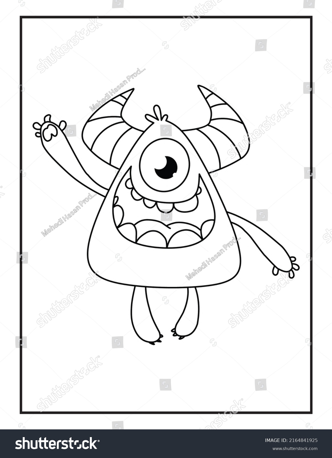 Cute Monster Coloring Activity Page Kids Stock Illustration 2164841925 ...