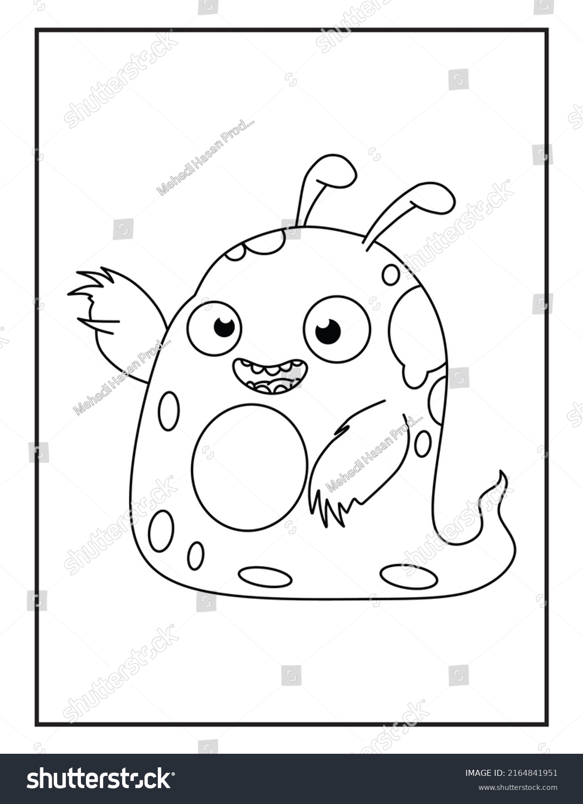 Cute Monster Coloring Activity Page Kids Stock Illustration 2164841951 ...