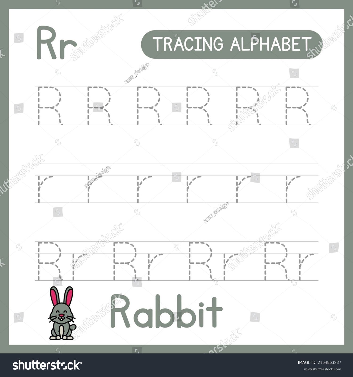 Alphabet Tracing Practice Letter R Learning Stock Vector (Royalty Free ...