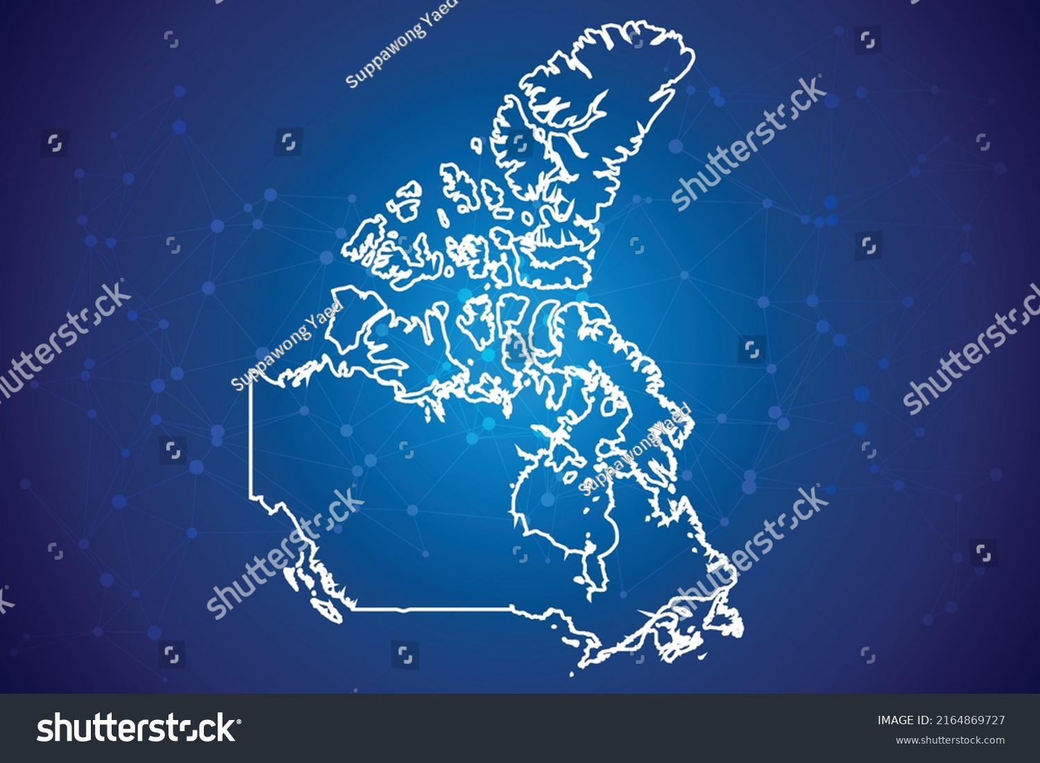 Canada Map Technology Network Connection Background Stock Vector ...