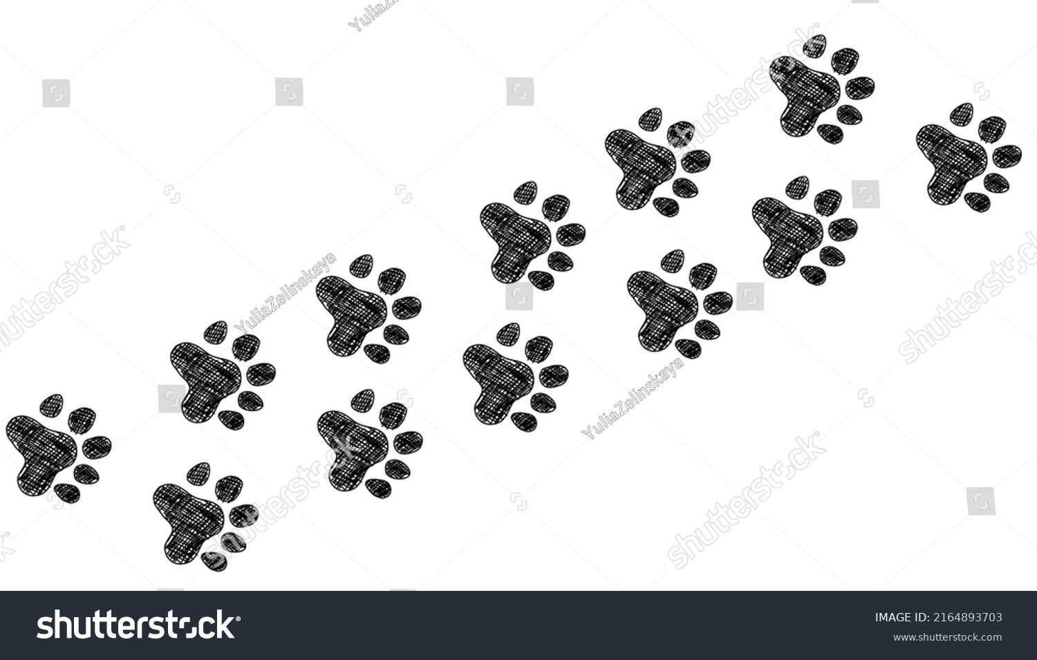 Cat Footprint Path Sketch Style Stock Vector (Royalty Free) 2164893703 ...