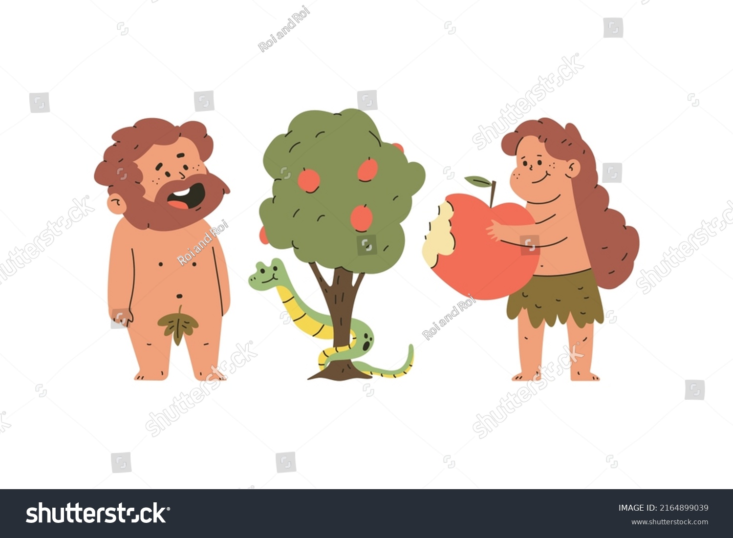 Adam Eve Biblical Religious Scene Vector Stock Vector (Royalty Free ...