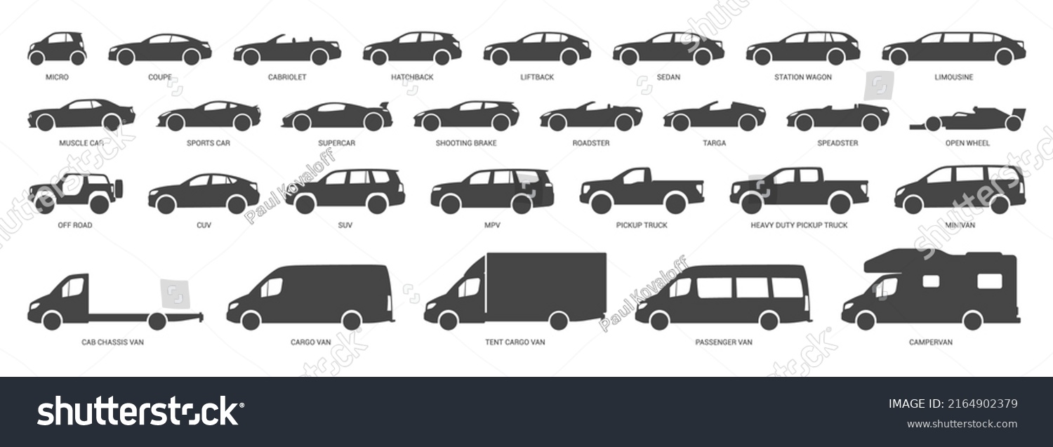 Car Body Types Different Vehicles Vector Stock Vector (Royalty Free ...