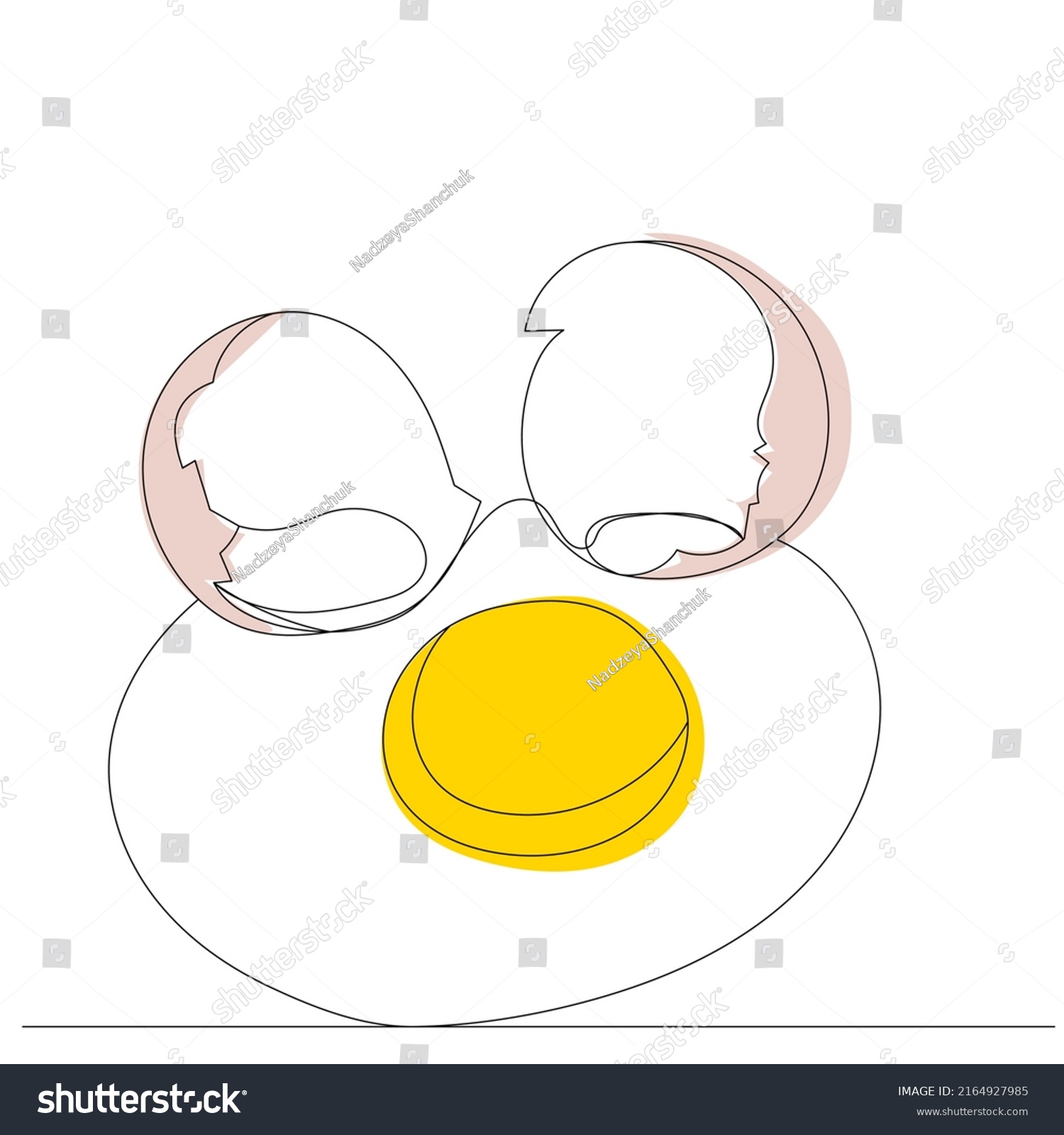 Broken Egg Drawing By One Continuous Stock Vector (Royalty Free ...