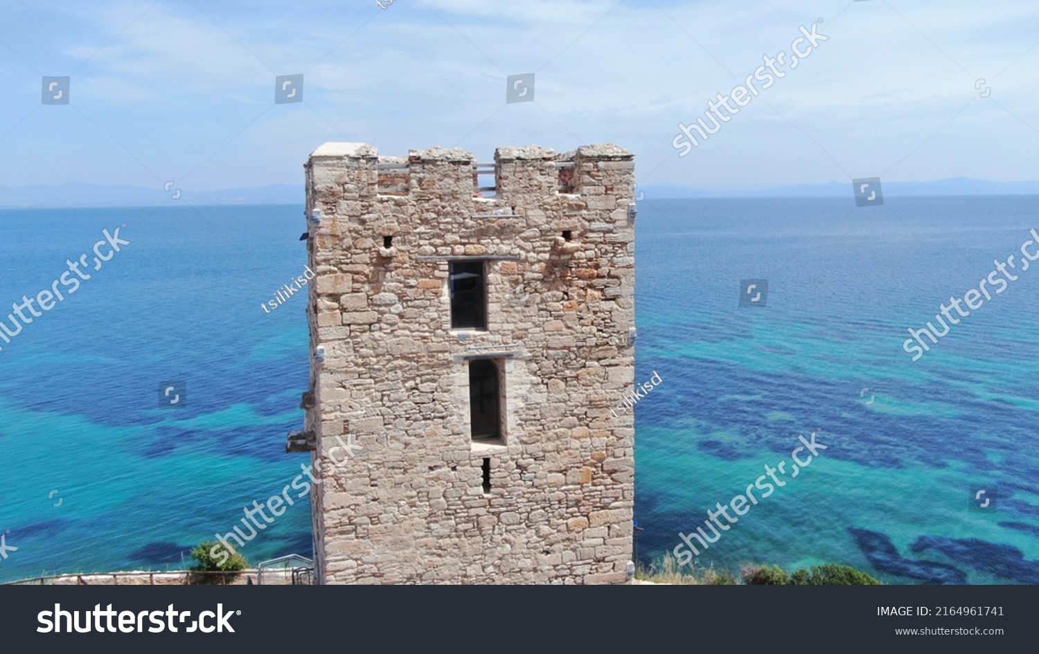 Byzantine Tower Halkidiki Greece Drone Stock Photo 2164961741 