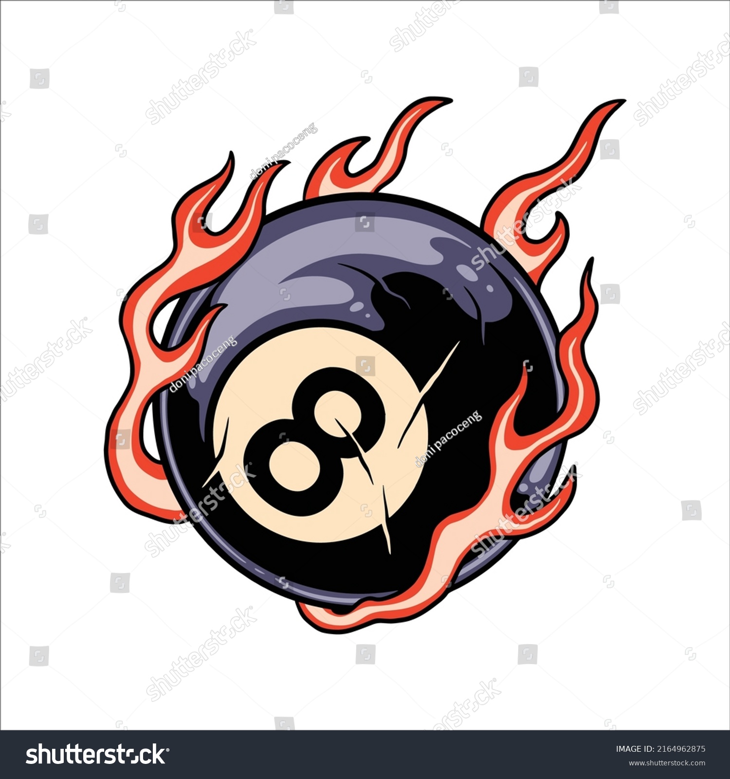 Flaming Eight Ball Tattoo Vector Design Stock Vector (Royalty Free ...