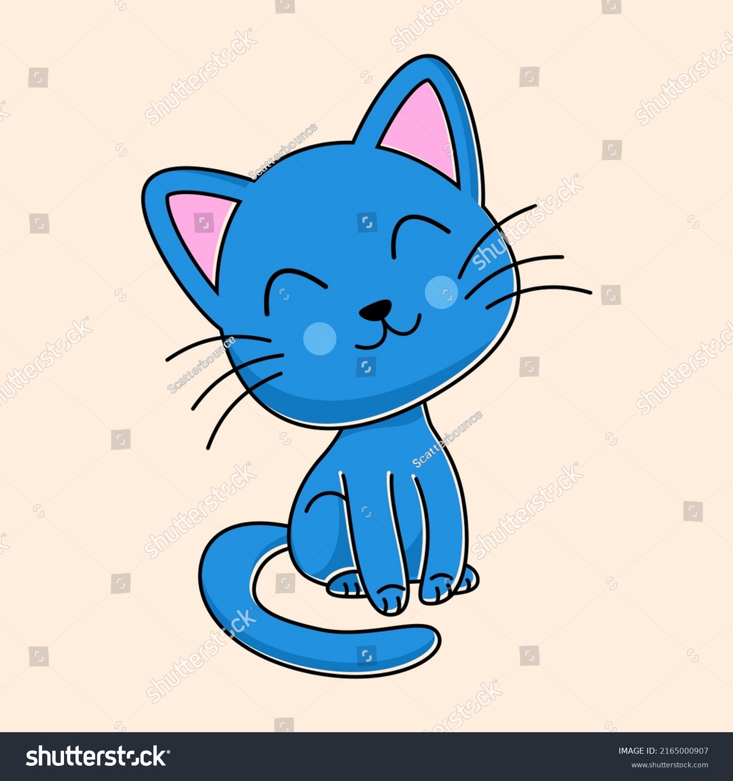 Cartoony Manga Chibi Happy Cat Kitten Stock Vector (Royalty Free ...