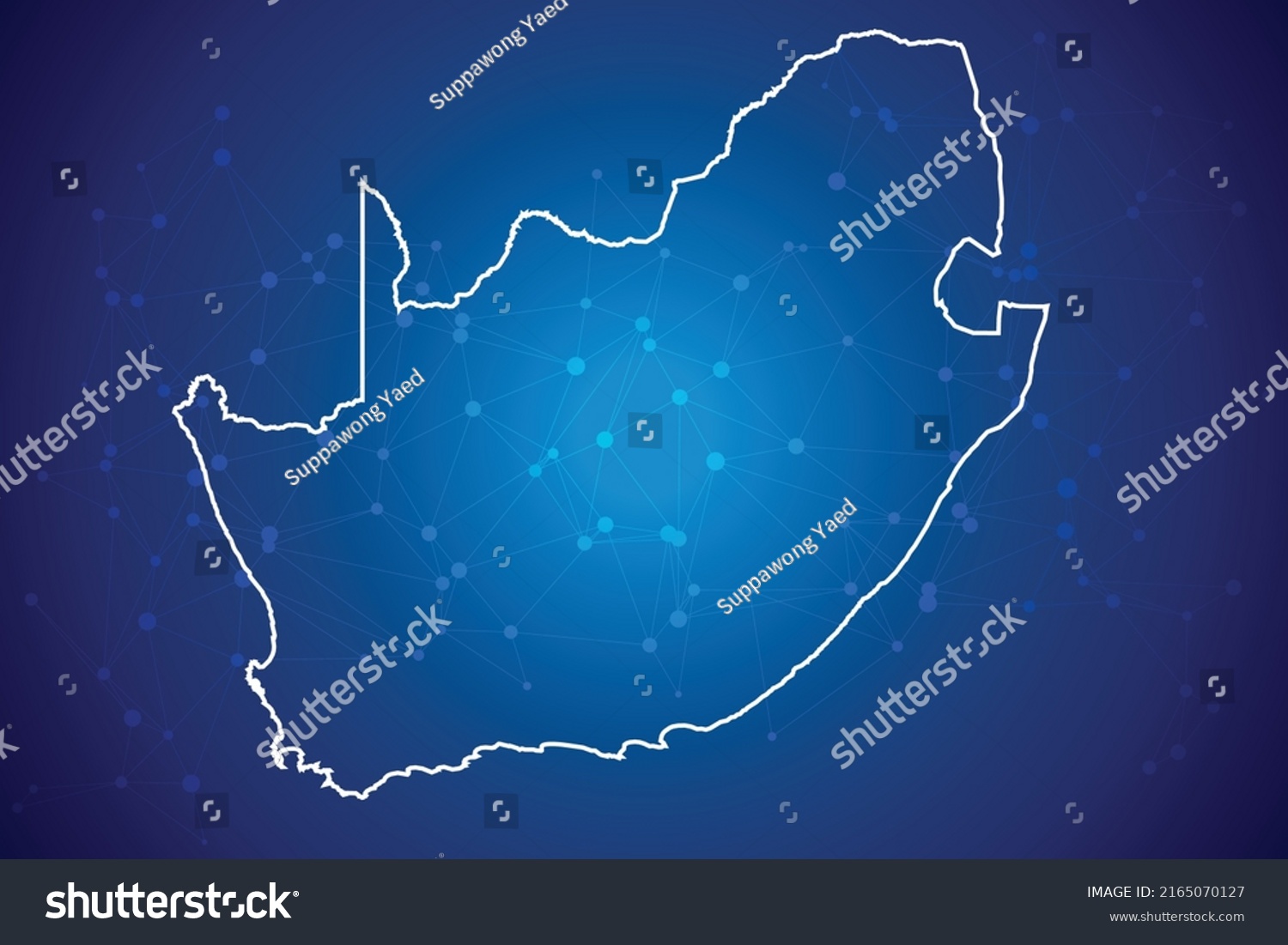 South Africa Map Technology Network Connection Stock Vector (Royalty ...