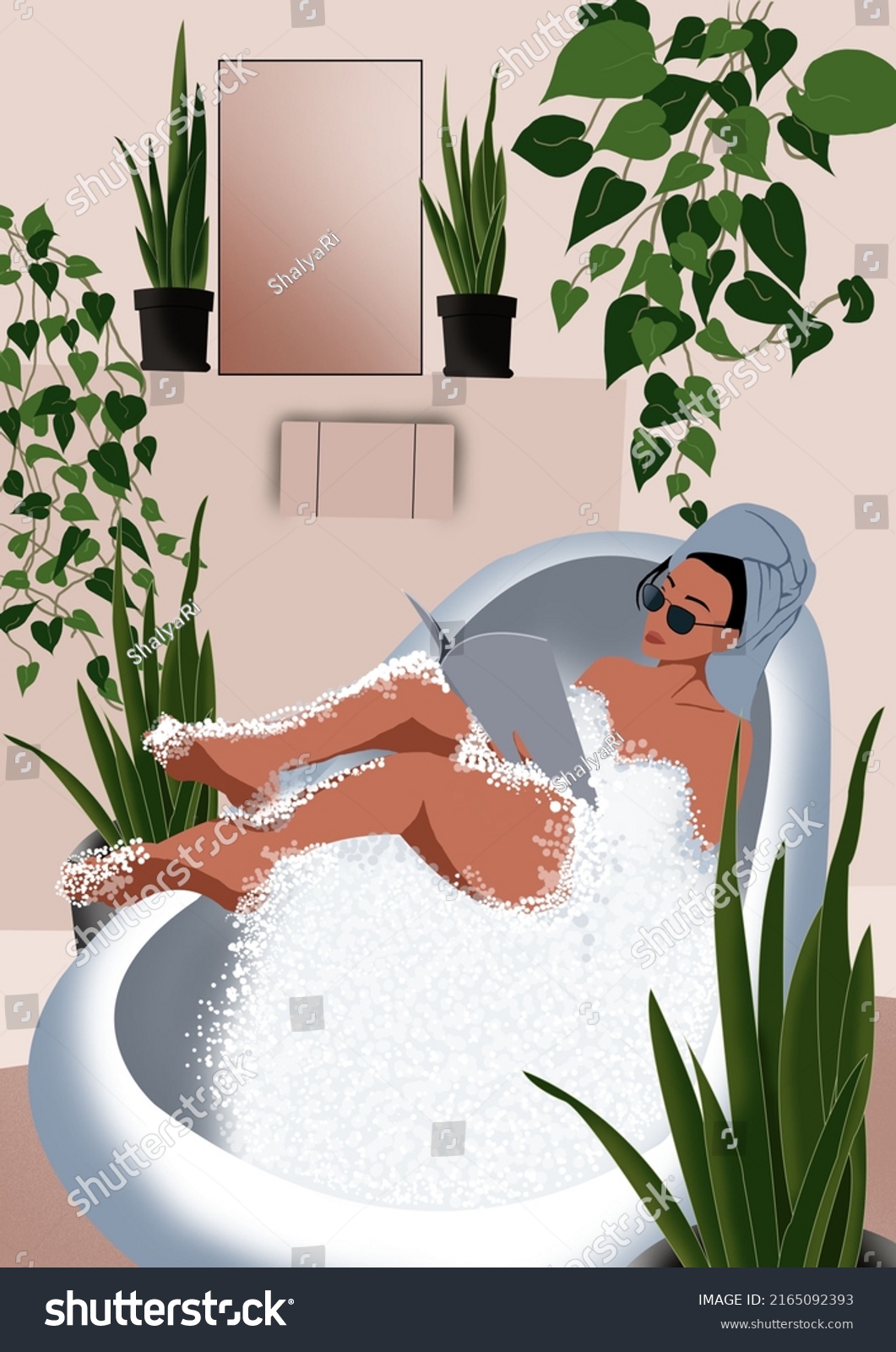 Women Bath Tub Illustration Stock Illustration 2165092393 Shutterstock   Stock Photo Women In Bath Tub Illustration 2165092393 