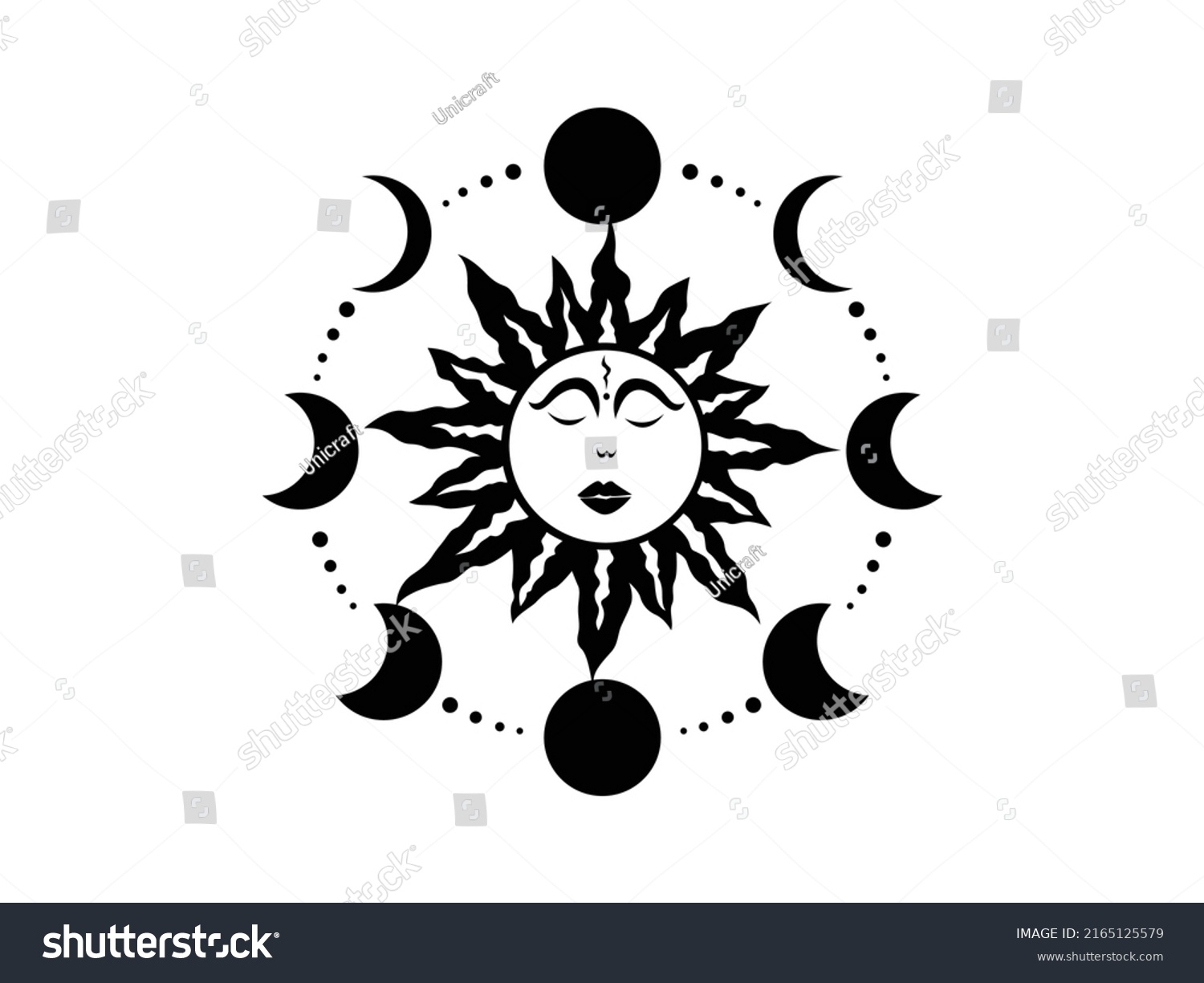 Sun Moon Circle Icon Vector Illustration Stock Vector (Royalty Free ...