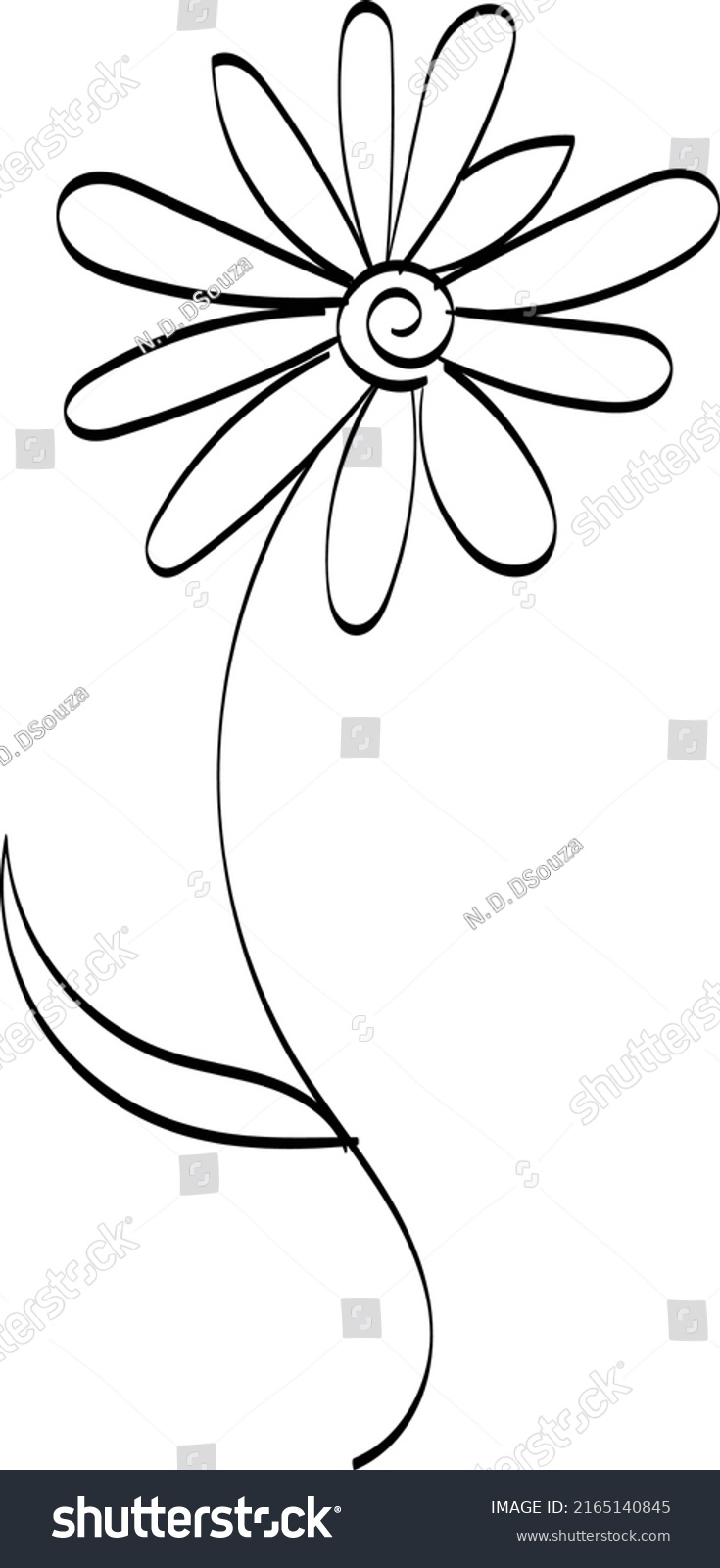 Simple Flower Tattoo Outline Flower Line Stock Vector (Royalty Free ...