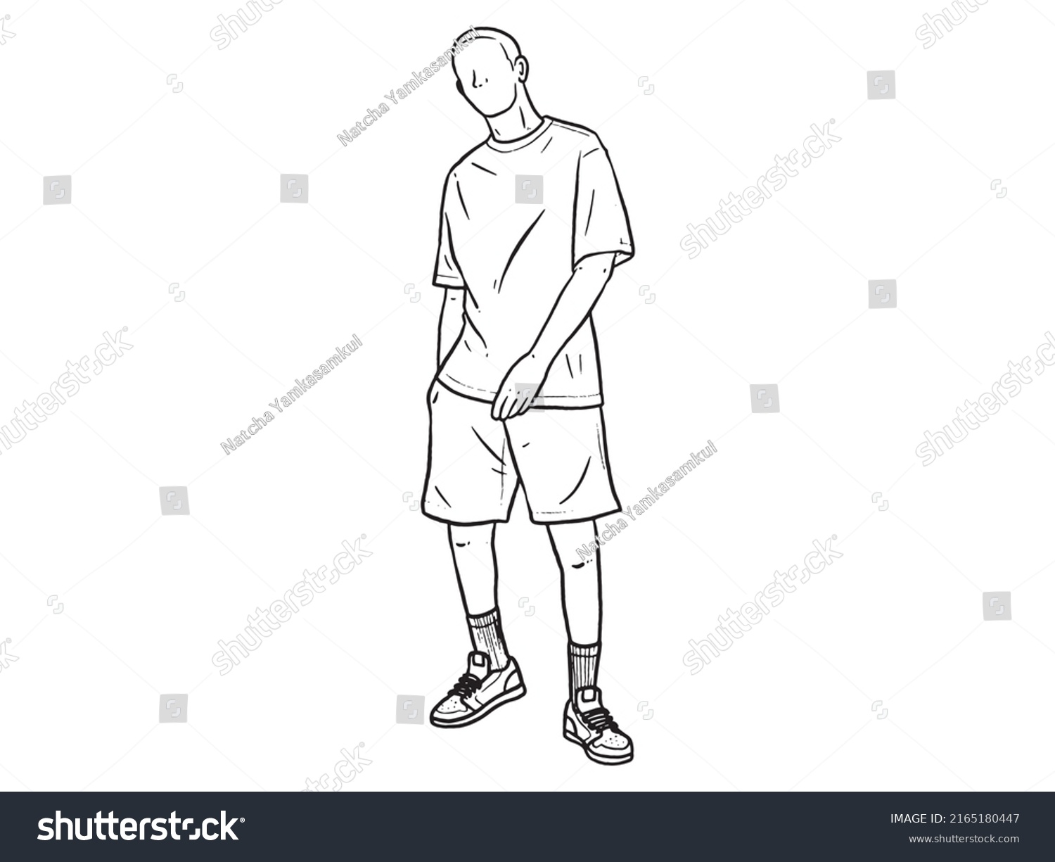 Man Standing His Hands His Pants Stock Vector (Royalty Free) 2165180447 ...