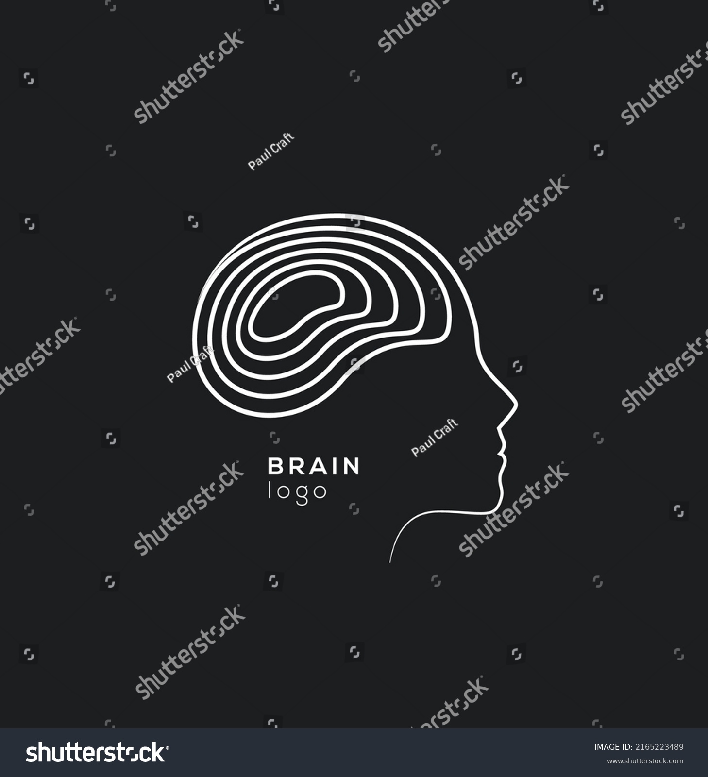 Human Head Brain Silhouette Thin Lined Stock Vector (Royalty Free ...