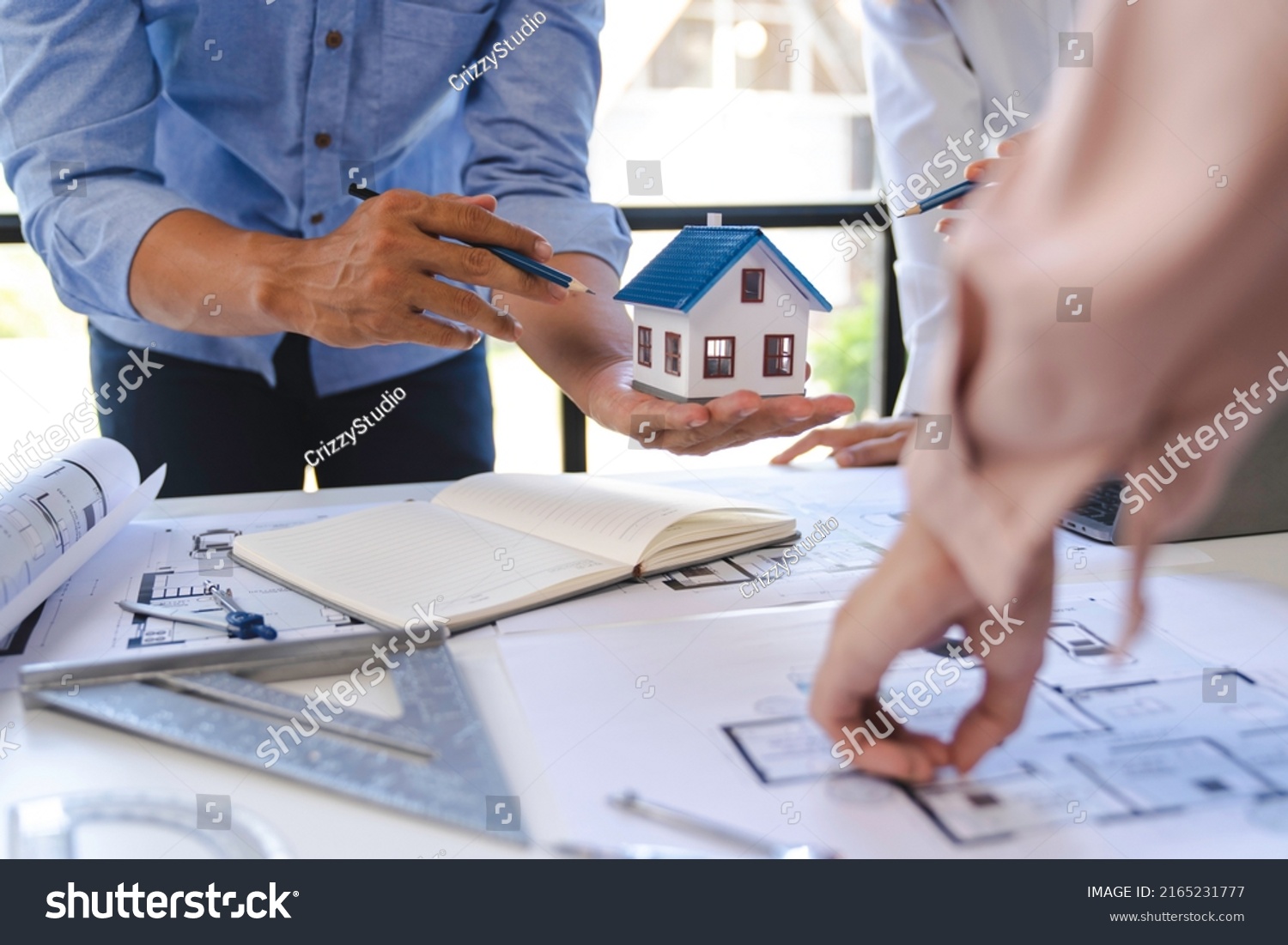 Team Architect Meeting Consult Blueprint Computer Stock Photo Team Architect Meeting Consult Blueprint Computer Stock Photo