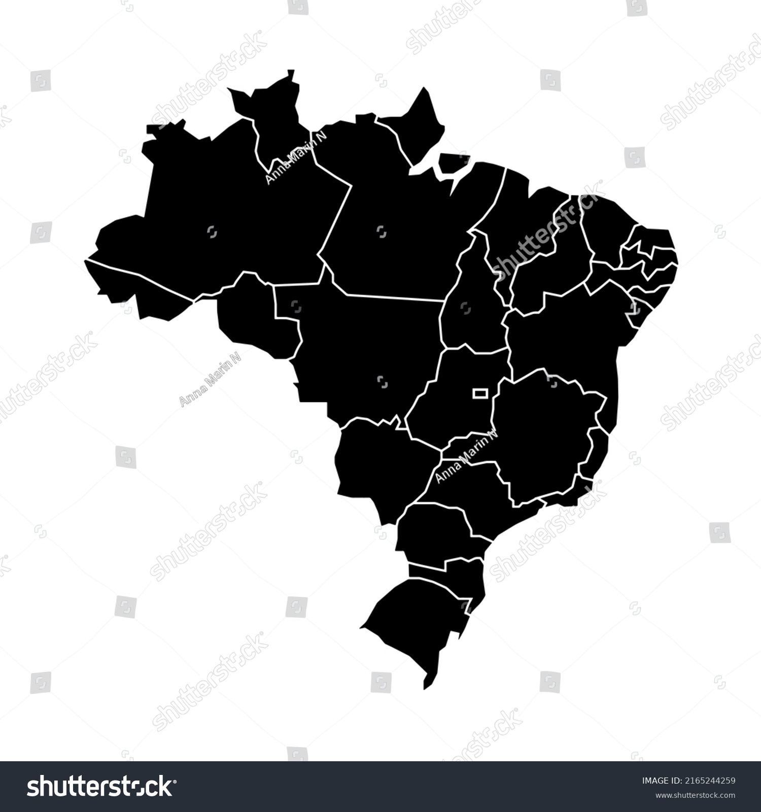 Brazil Political Map Low Detailed Solid Stock Vector Royalty Free