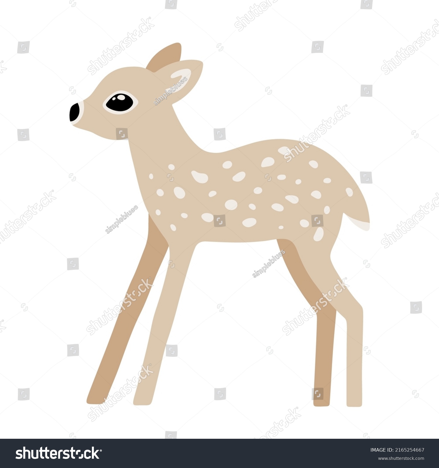 Hand Drawn Illustration Charming Deer Cute Stock Vector (Royalty Free ...