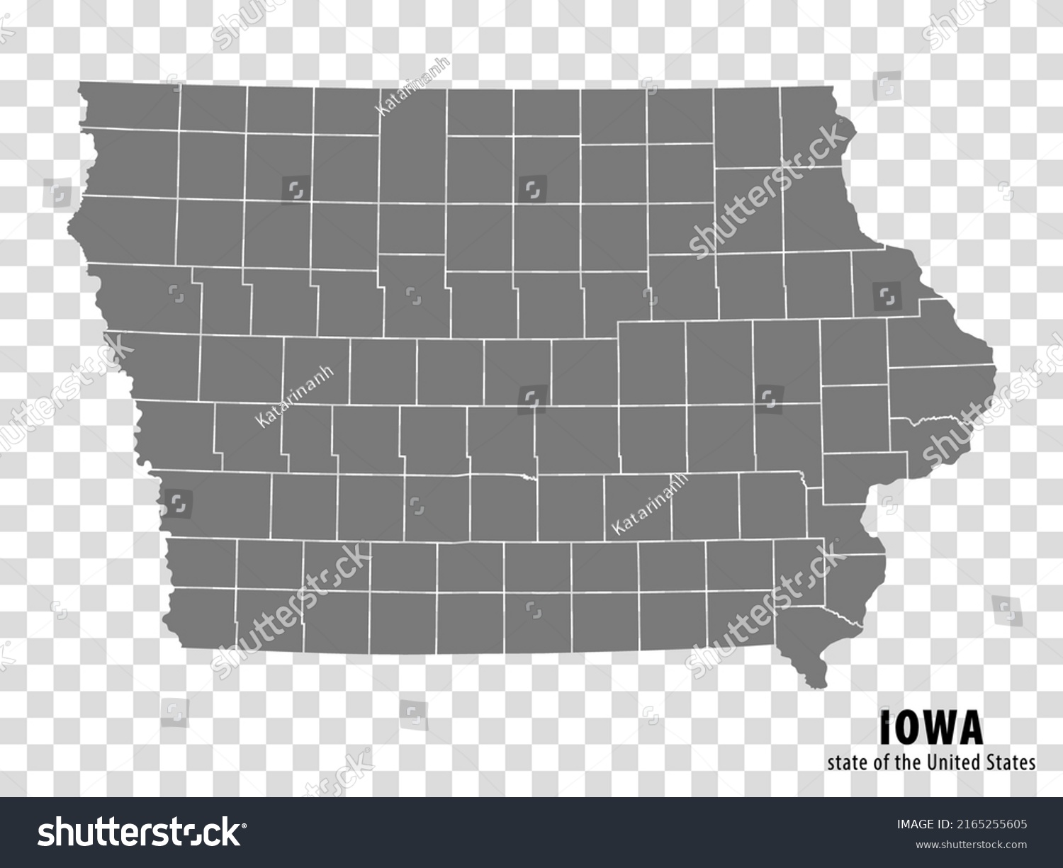 State Iowa Map On Transparent Background Stock Vector (Royalty Free ...