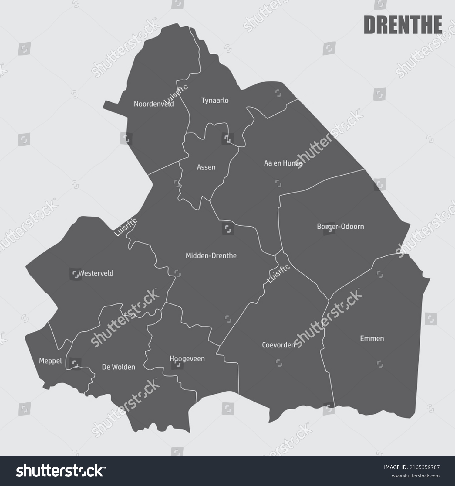 Drenthe Province Administrative Map Labels Netherlands Stock ...