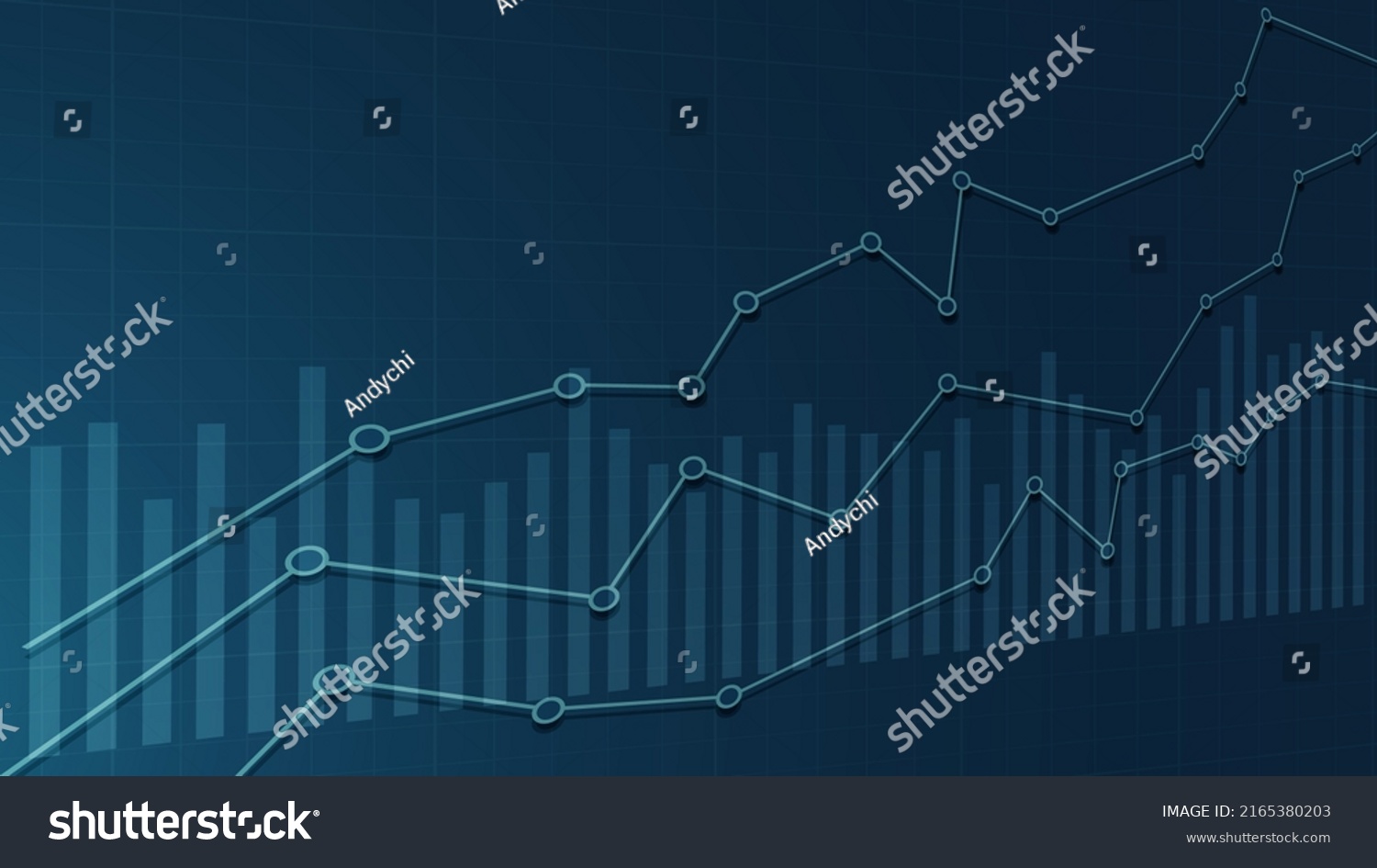 Financial Chart Graph Perspective Illustration Rising Stock Vector ...