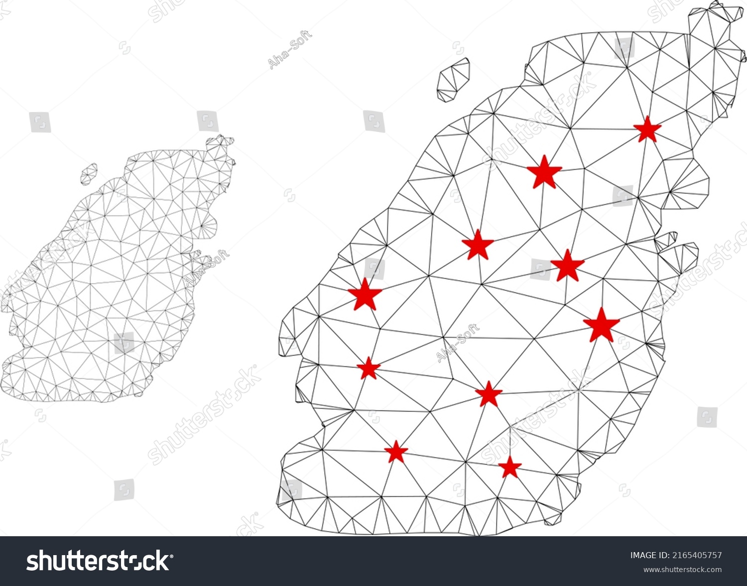 Polygonal Mesh Bowen Island Map Red Stock Vector Royalty Free 2165405757 Shutterstock 3845