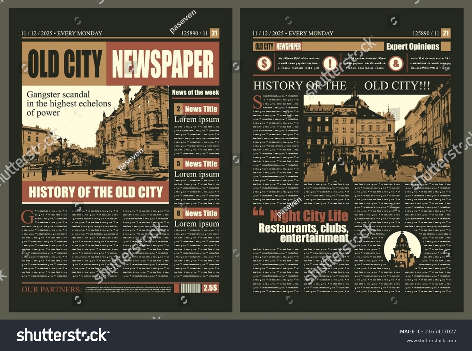 Vector City Newspaper Layout Headlines Illustrations Stock Vector ...