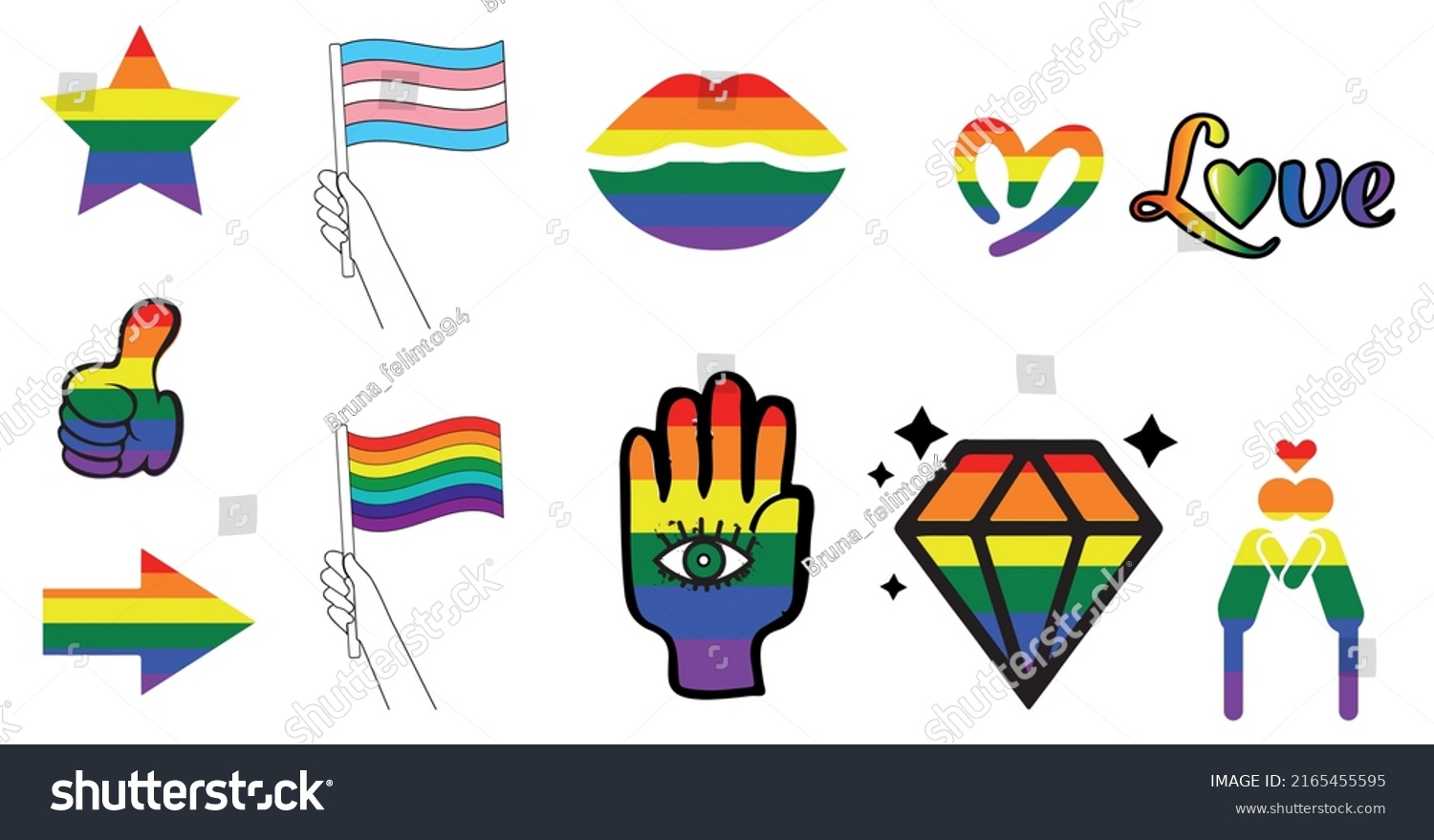 Vektor Stok Vector Set Lgbtq Community Symbols Pride Tanpa Royalti 2165455595 Shutterstock 