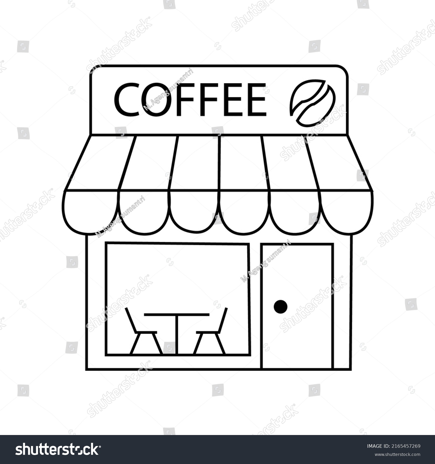 Cafe Coffee Building Icon Simple Line Stock Vector (Royalty Free ...