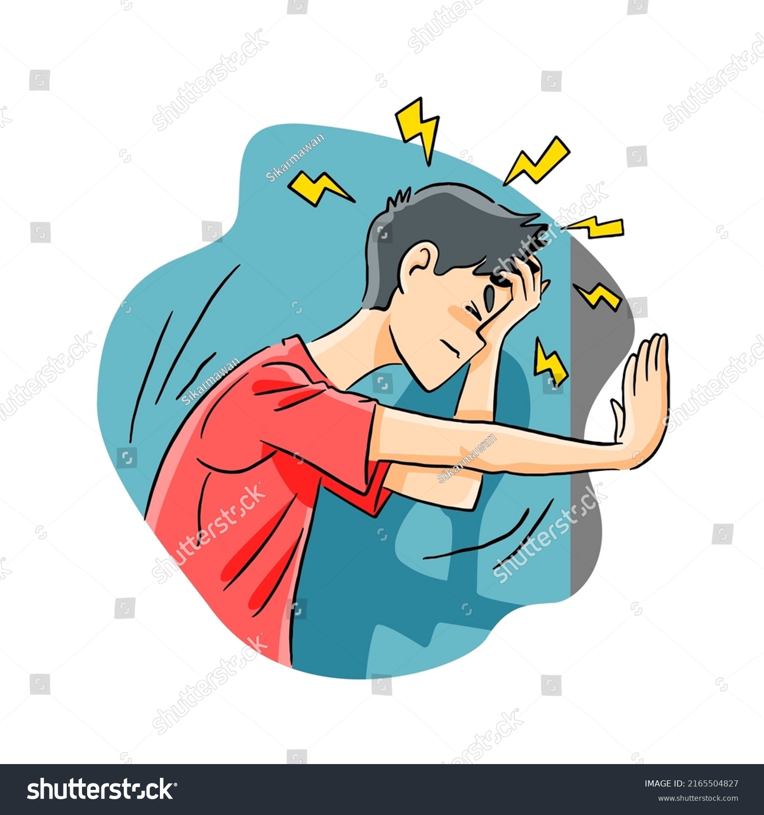 Young Man Suffering Head Ache Dizzy Stock Vector (Royalty Free ...