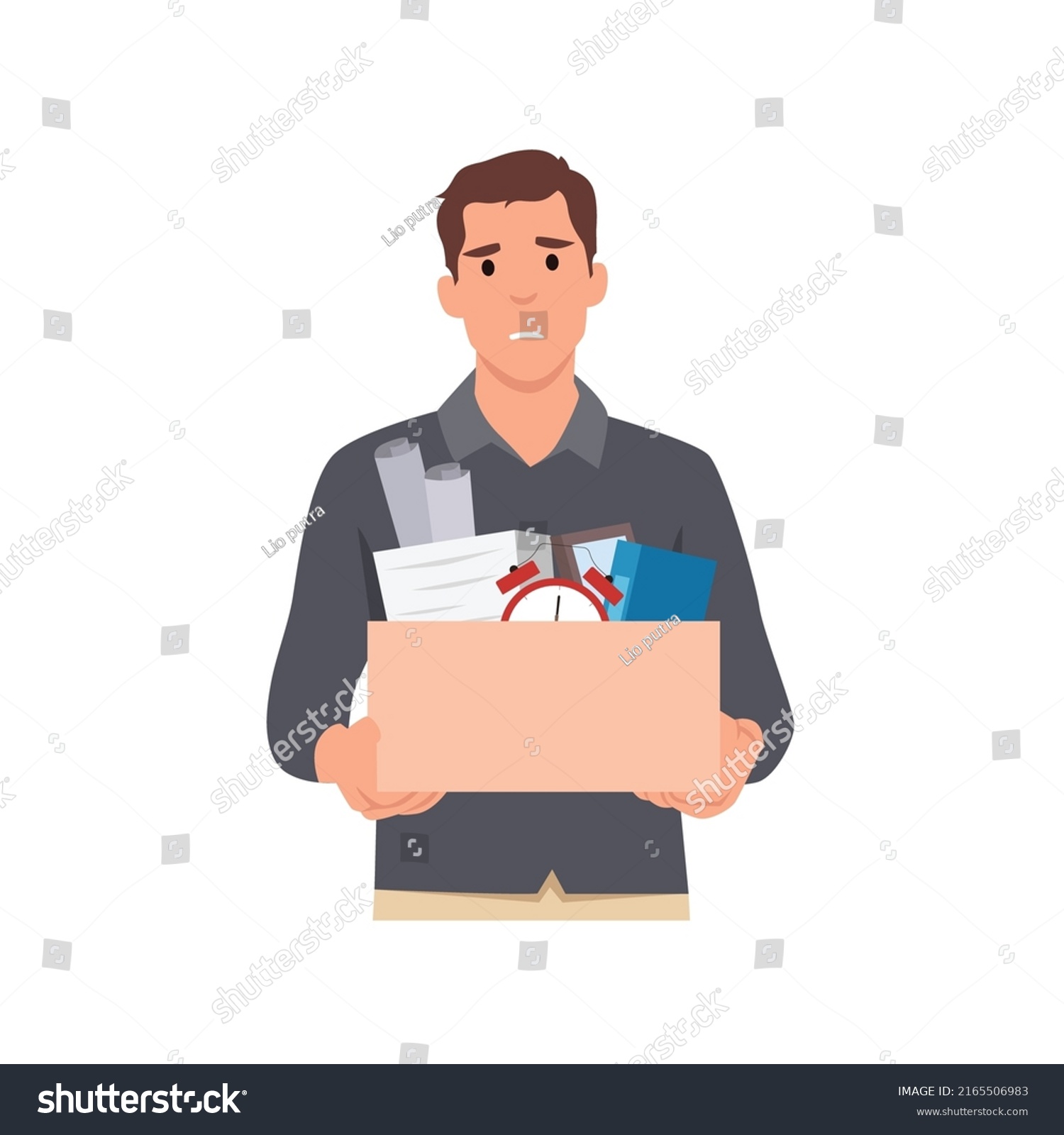 Young Man Cartoon Character Holding Box Stock Vector (Royalty Free ...