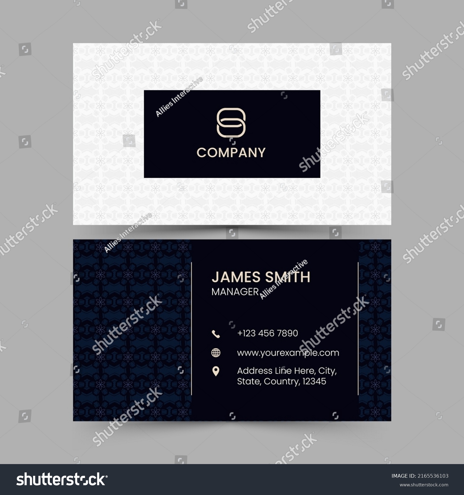 Floral Pattern Business Card Template Blue Stock Vector (Royalty Free ...