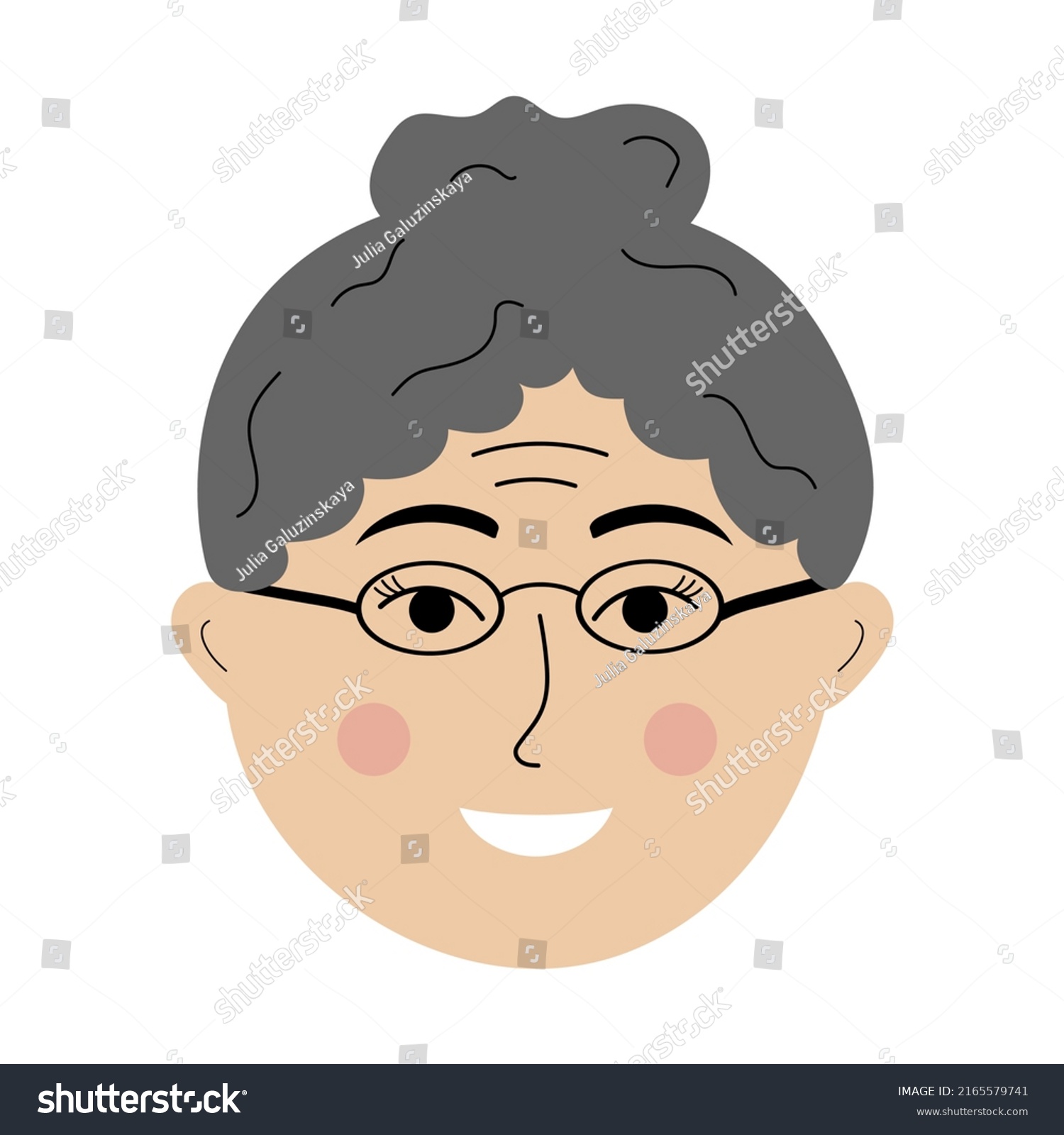 Elderly Woman Face Glasses Doodle Style Stock Vector Royalty Free 2165579741 Shutterstock 6441