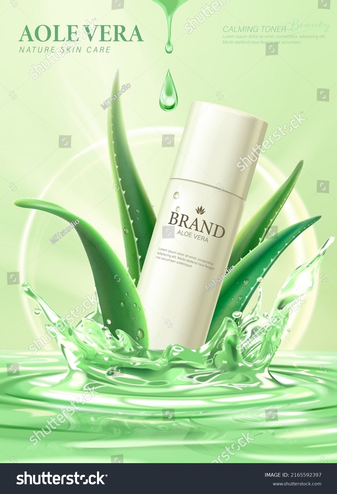 Aloe Vera Skincare Product Ad 3d Stock Vector (Royalty Free) 2165592397 ...