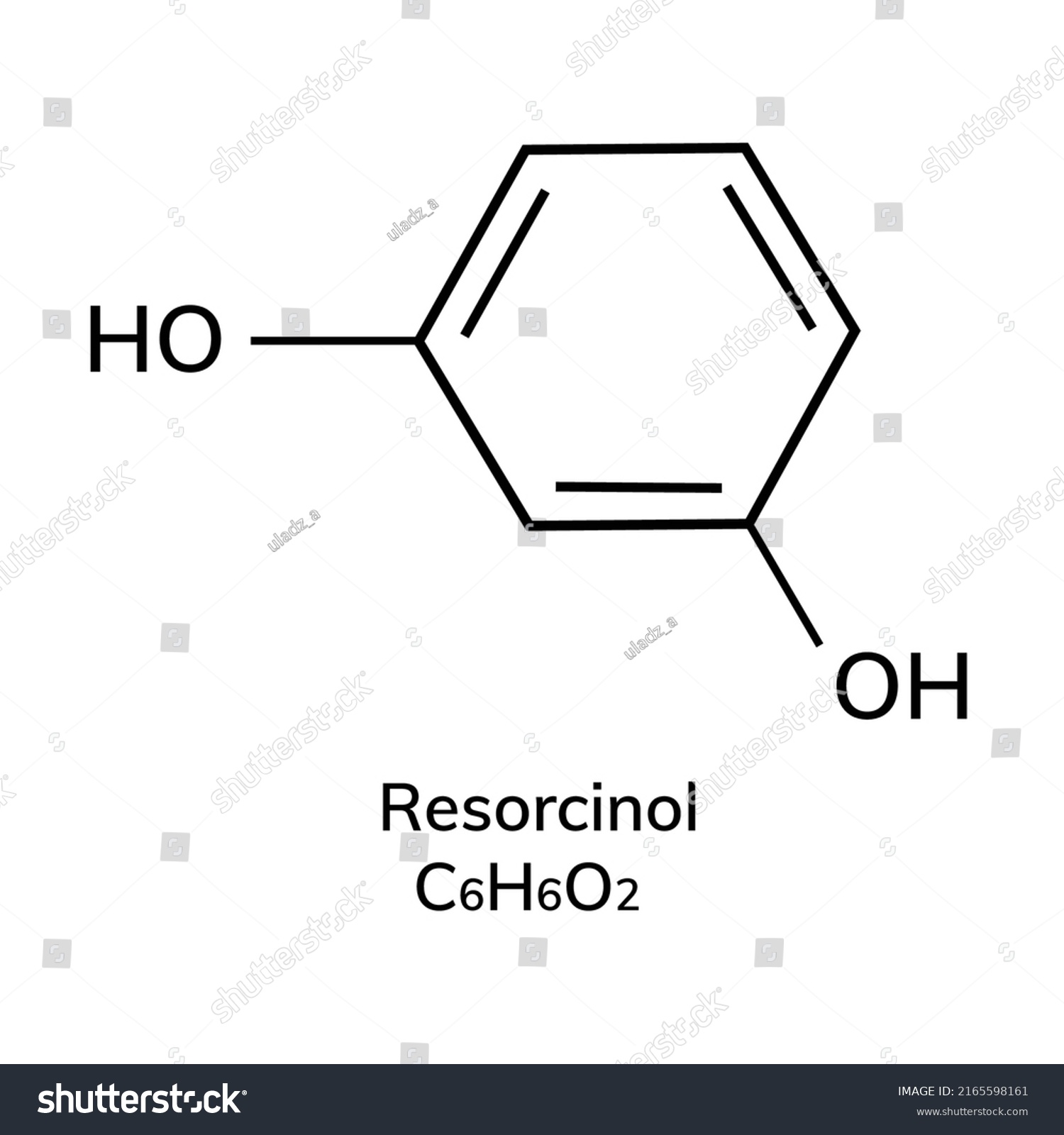 Vektor Stok Resorcinol Structural Chemical Formula On White (Tanpa