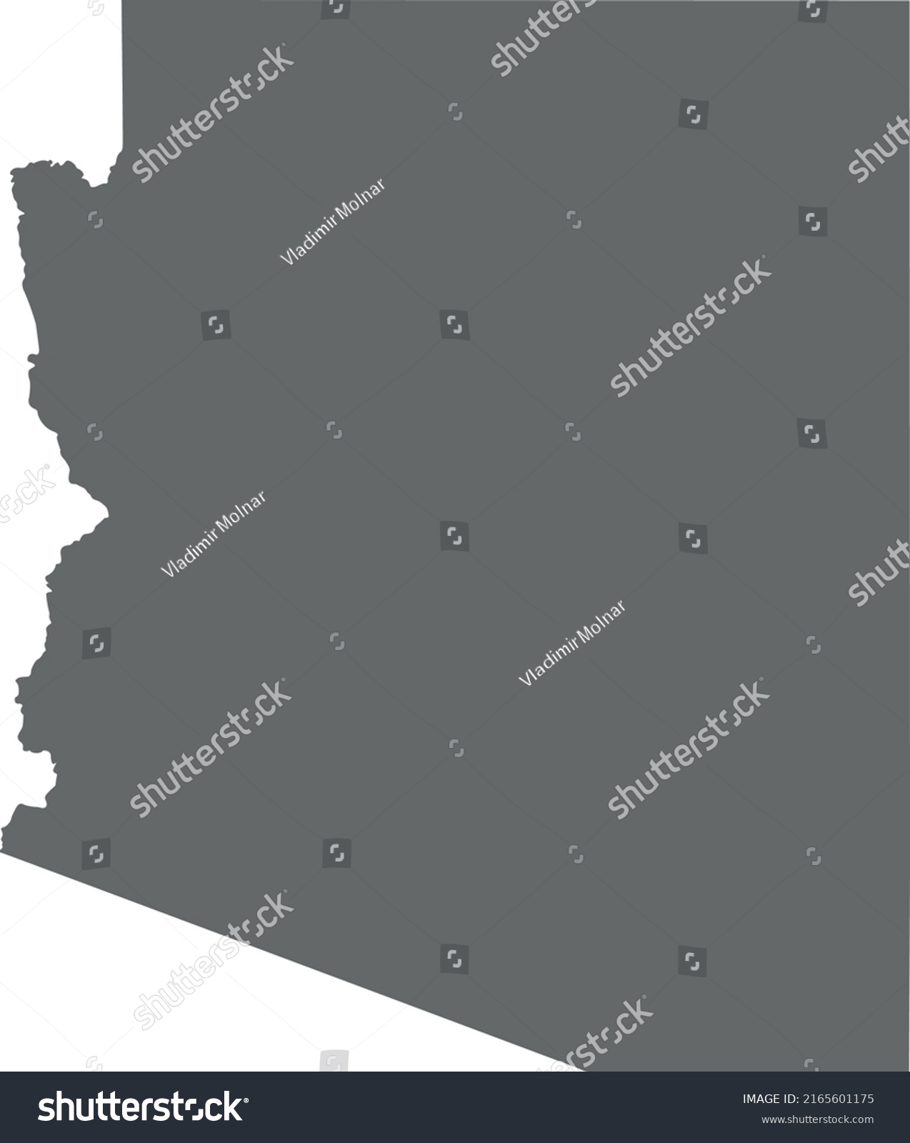 Vector Illustration Arizona Map Stock Vector (Royalty Free) 2165601175 ...