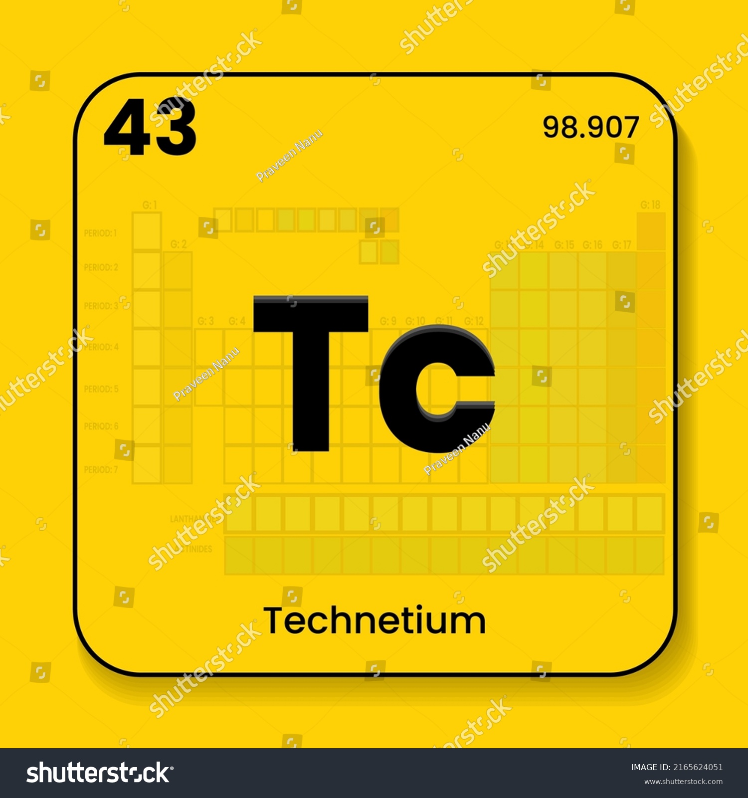 Technetium Tc Periodic Table Elements Name Stock Vector (Royalty Free ...