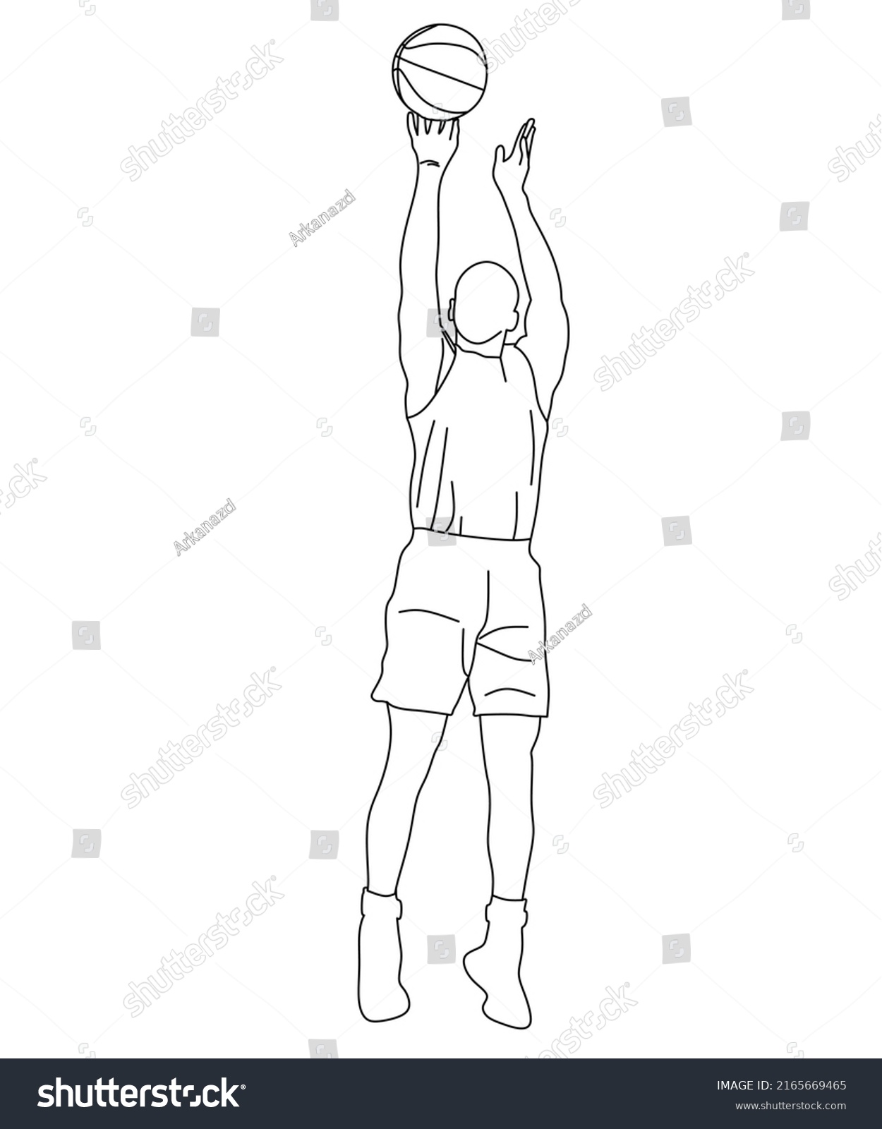 Basketball Player Line Art Basket Line Stock Vector (Royalty Free ...