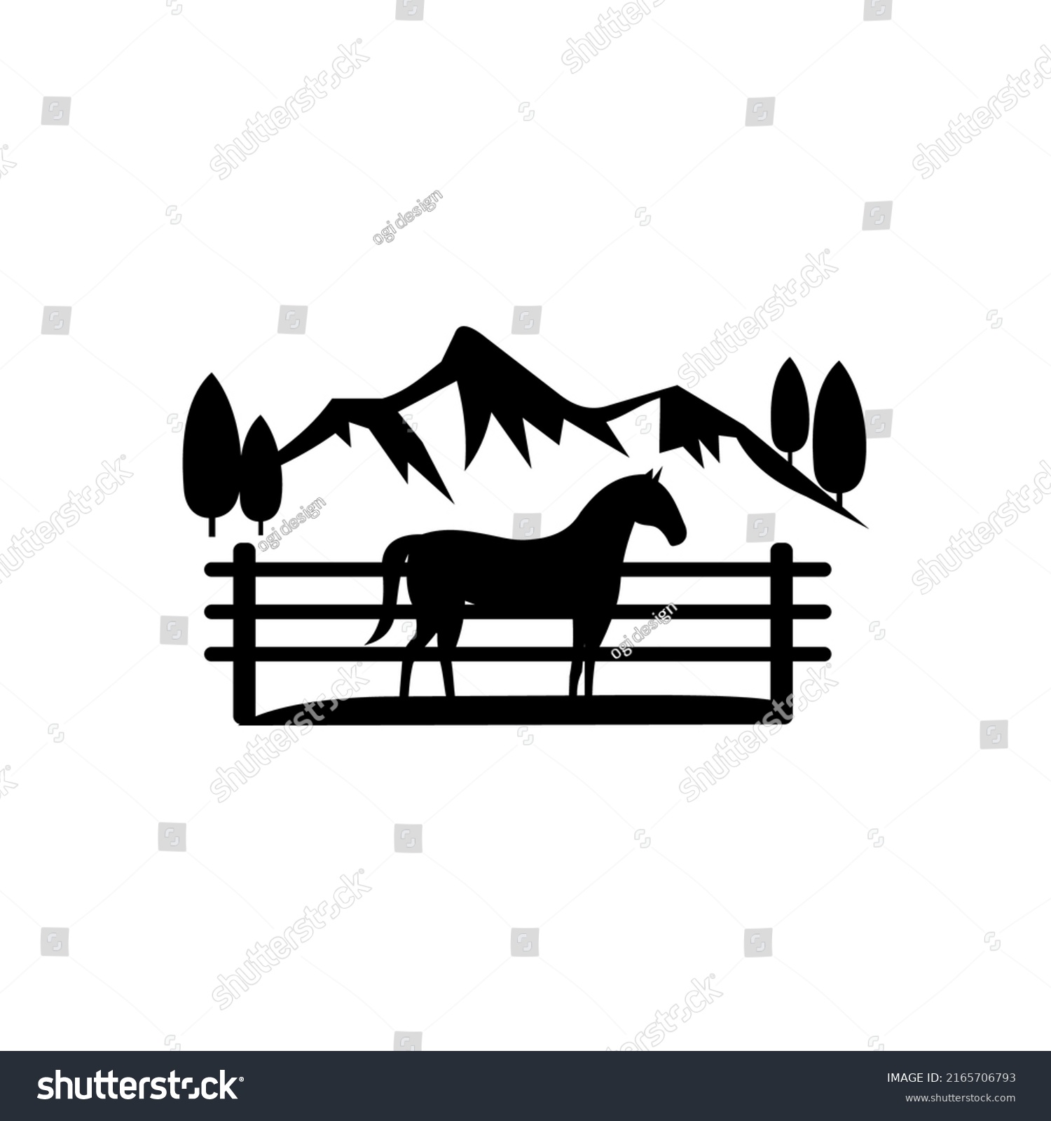 Horse Mountain Logo Vector Silhouette Horse Stock Vector (royalty Free 