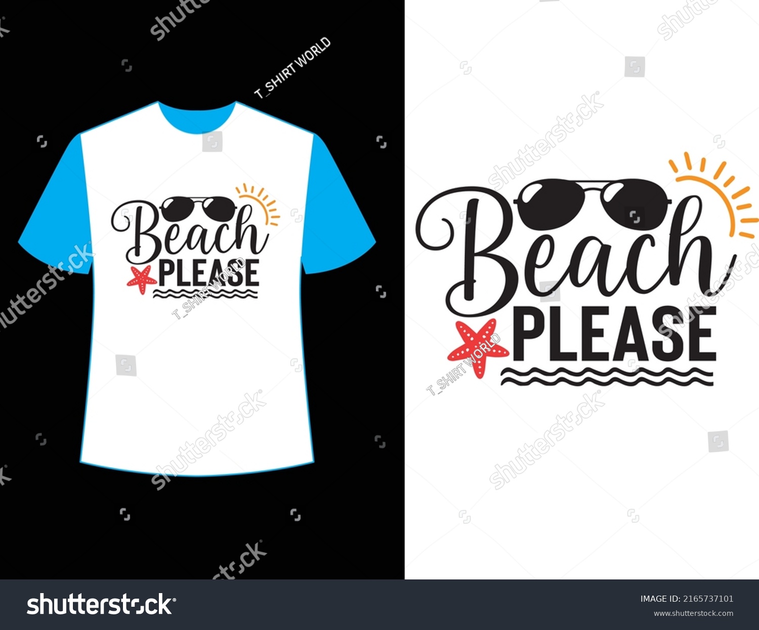 Beach Please T Shirt Design Stock Vector (Royalty Free) 2165737101 ...