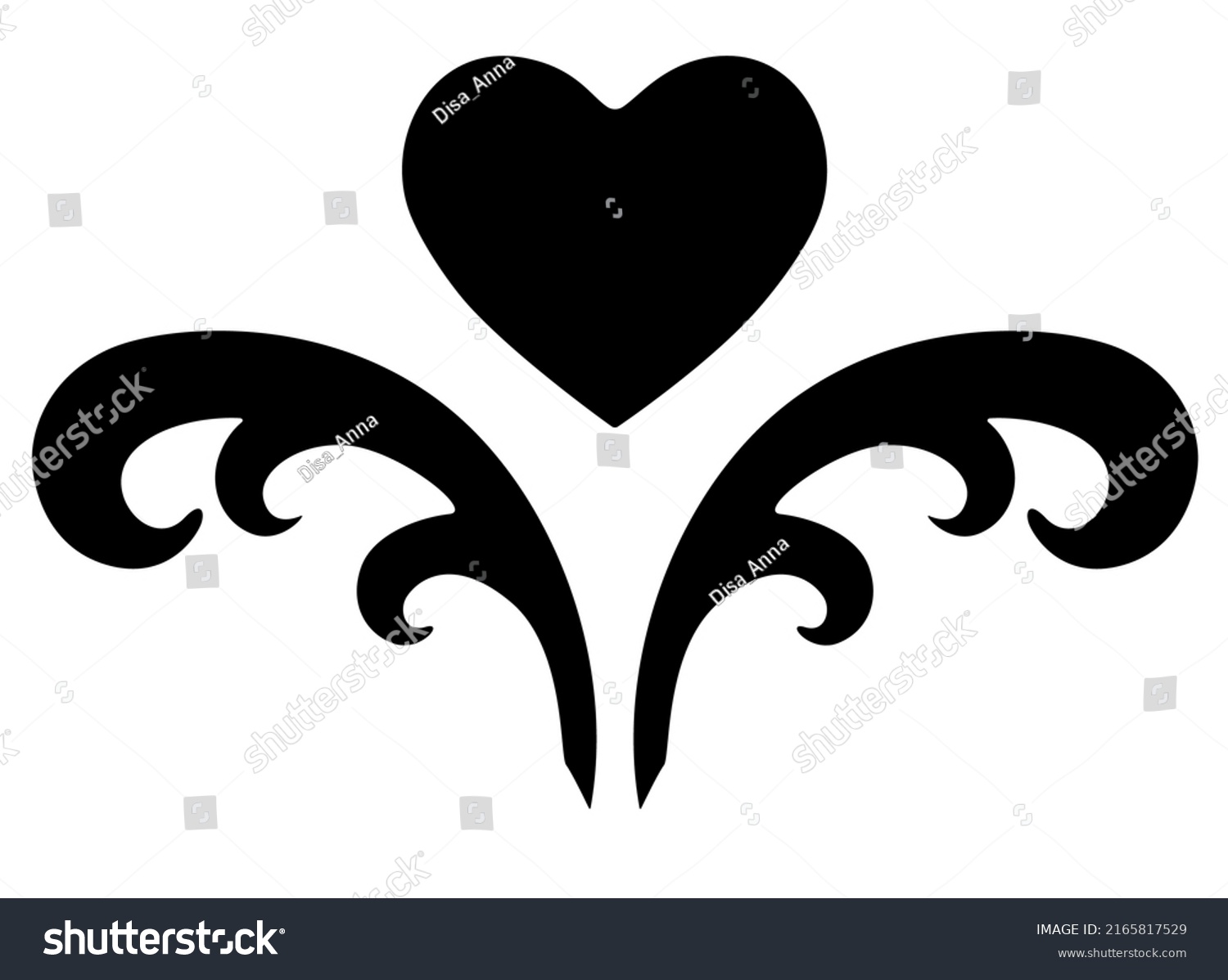 Heart Patterns Valentine Tattoo Vector Silhouette Stock Vector (Royalty ...