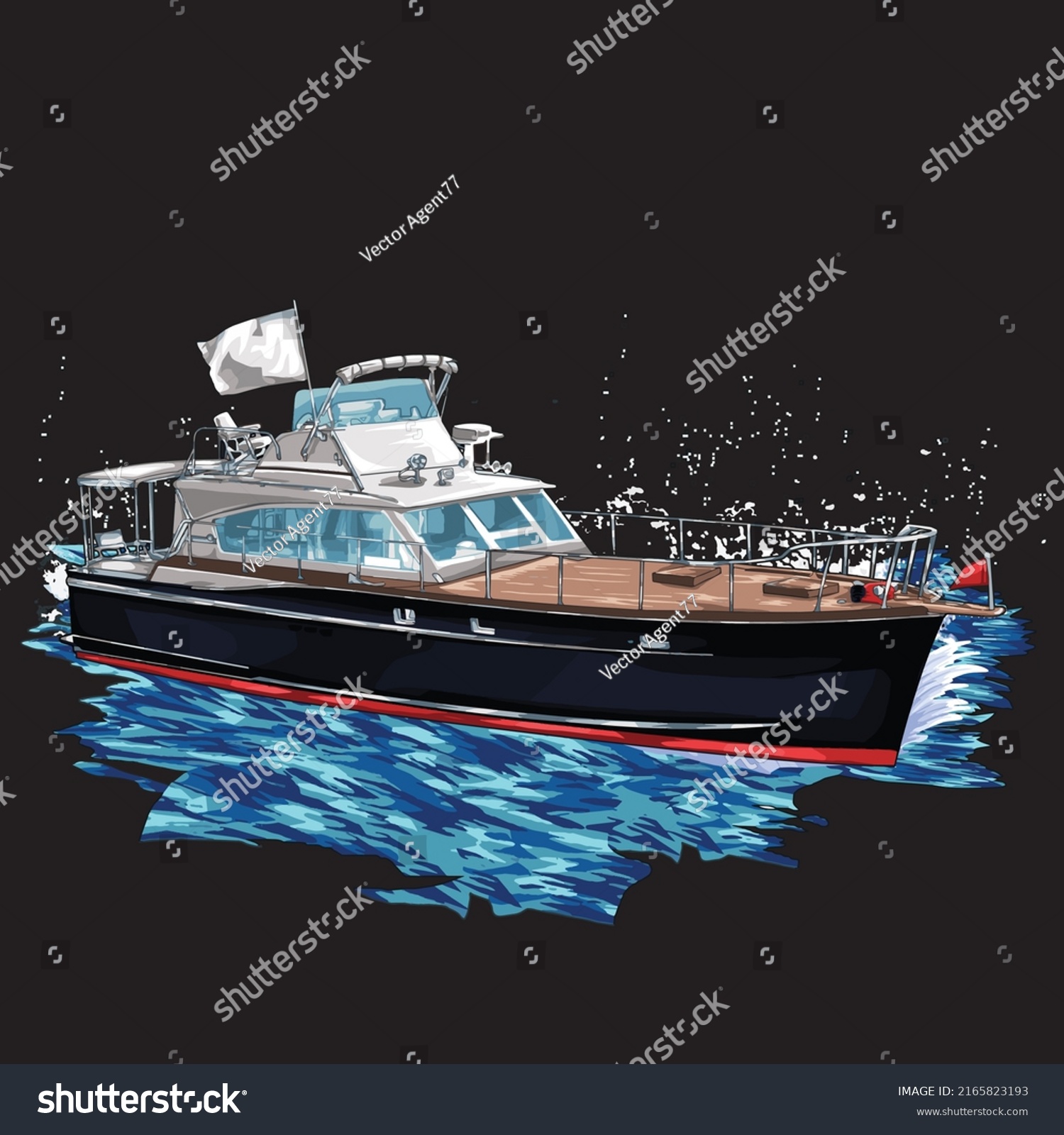 Boat Isolated On Black Background Poster Stock Vector (Royalty Free