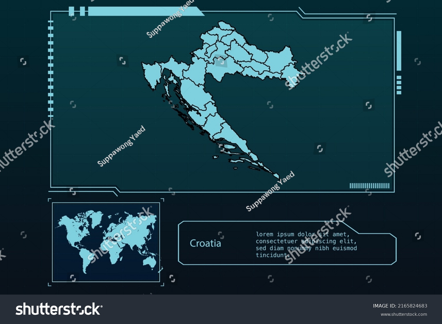 Croatia Map Futuristic Infographic Map Element Stock Vector Royalty   Stock Vector Croatia Map Futuristic Infographic Map Element Collection Background 2165824683 