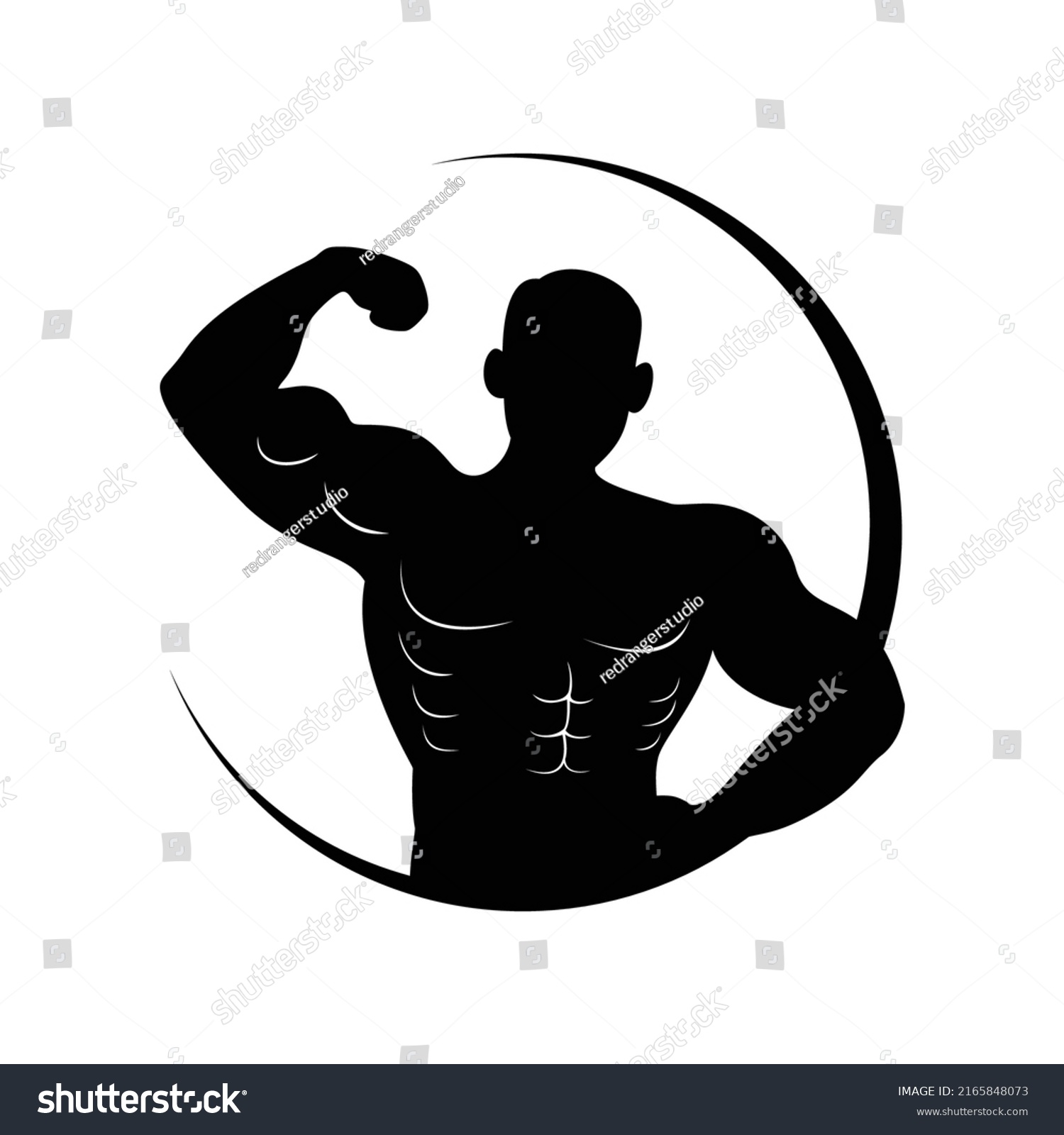 Gym Man Silhouette Muscle Man Icon Stock Vector (Royalty Free ...