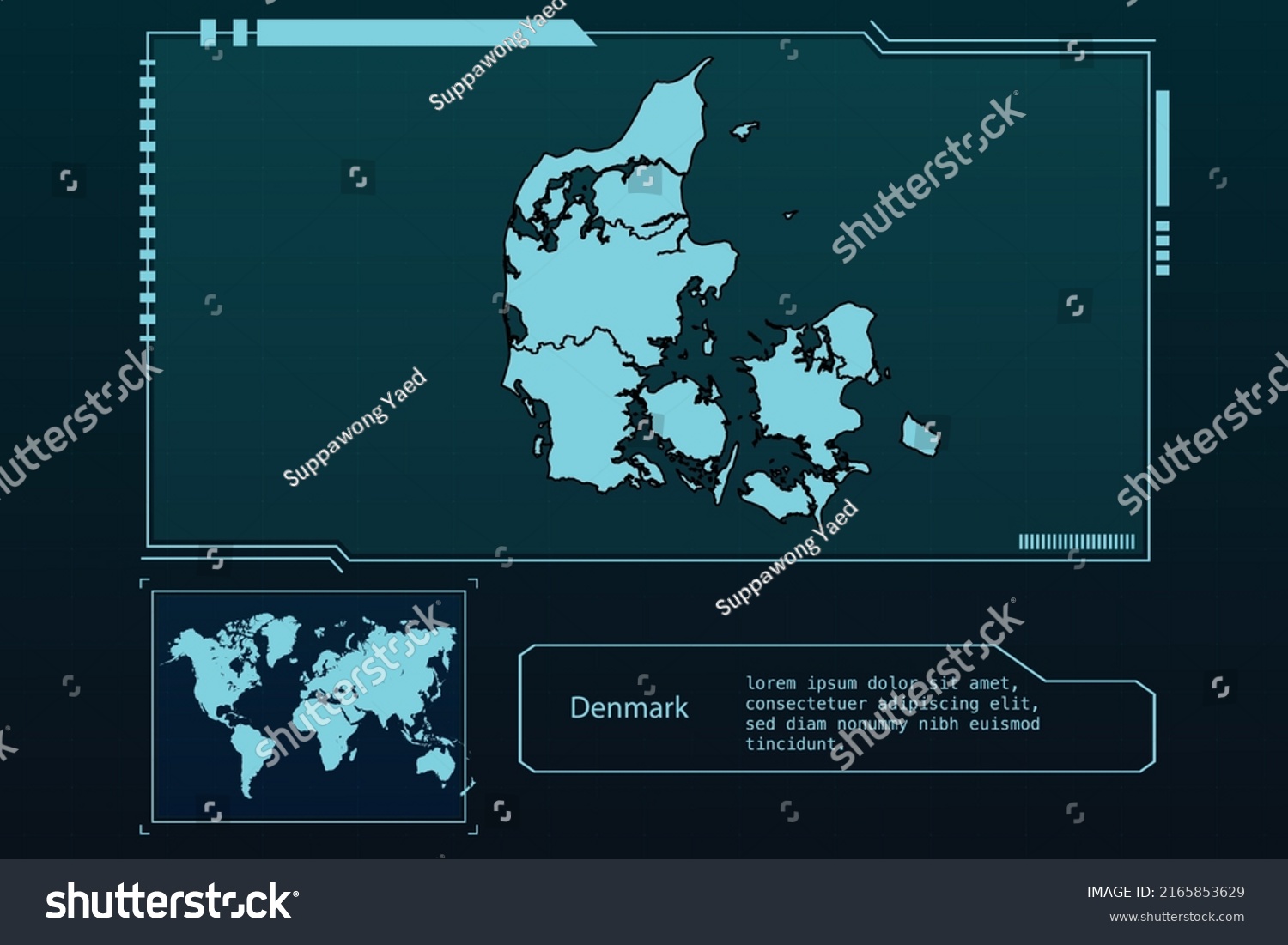 Denmark Map Futuristic Infographic Map Element Stock Vector Royalty   Stock Vector Denmark Map Futuristic Infographic Map Element Collection Background 2165853629 