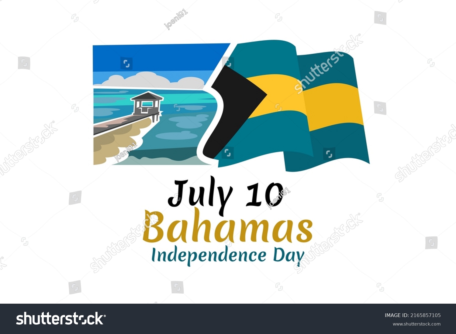 July 10 Independence Day Bahamas Vector Stock Vector (Royalty Free