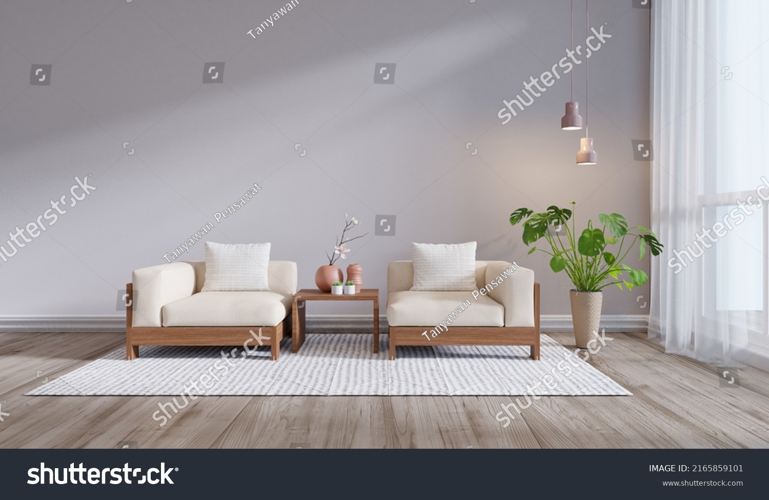 Interior Japanese Style Living Room Background Stock Illustration